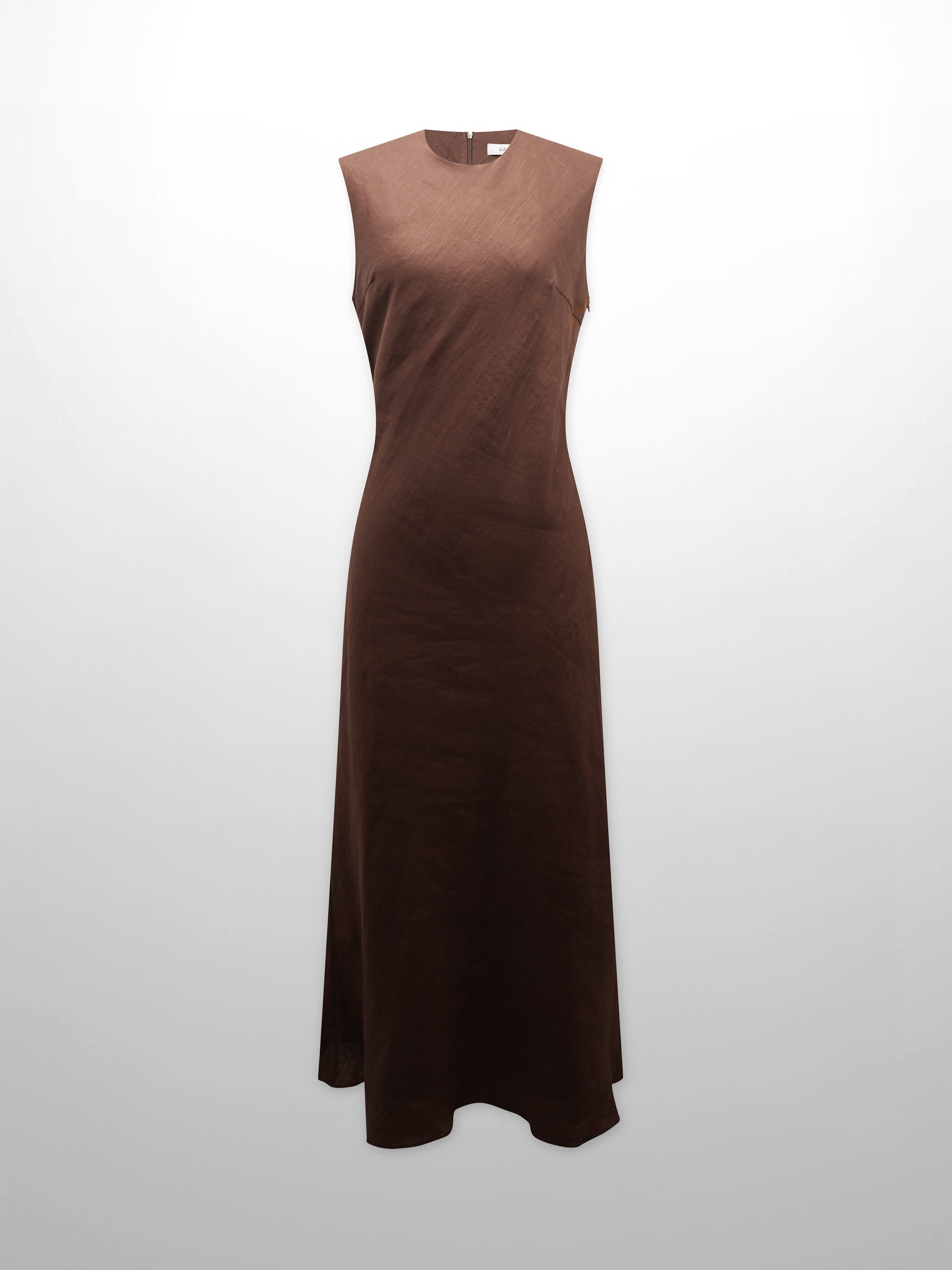 Linen A-Line Slip Dress-Brown-1