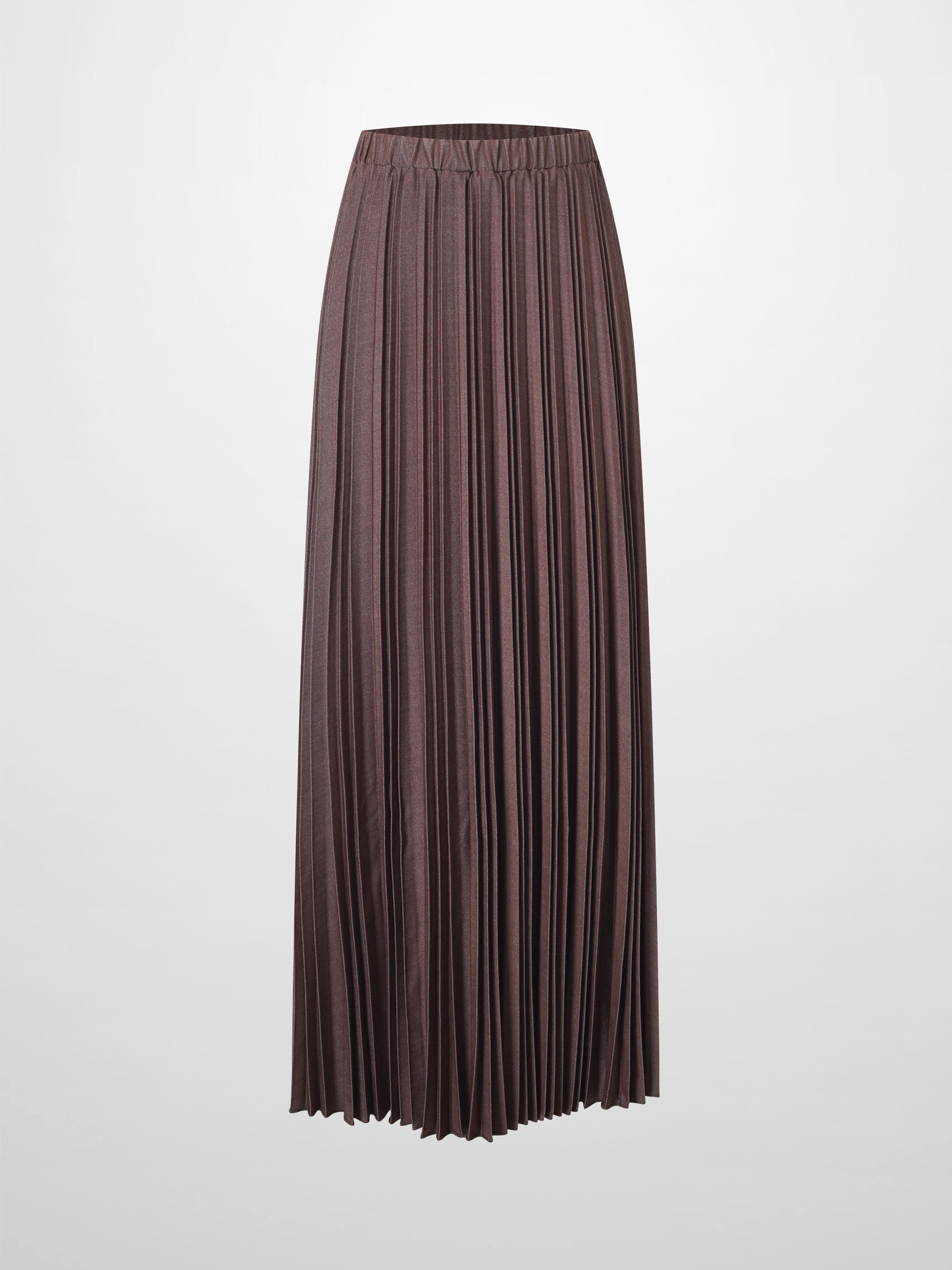 Thin Pleated Skirt-Dark Brown-0