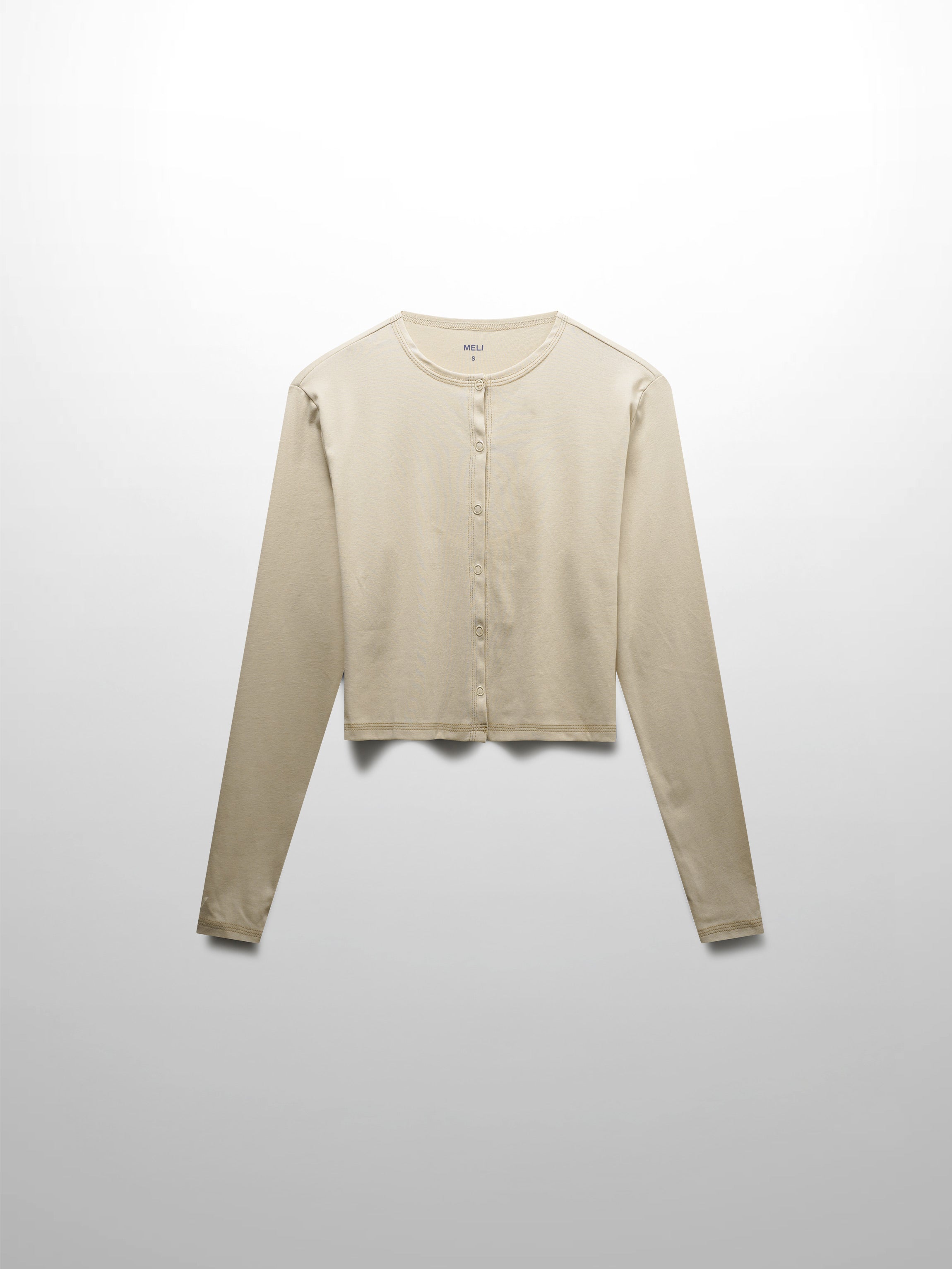 Basic T-Shirt Cropped Cardigan-Tan-1