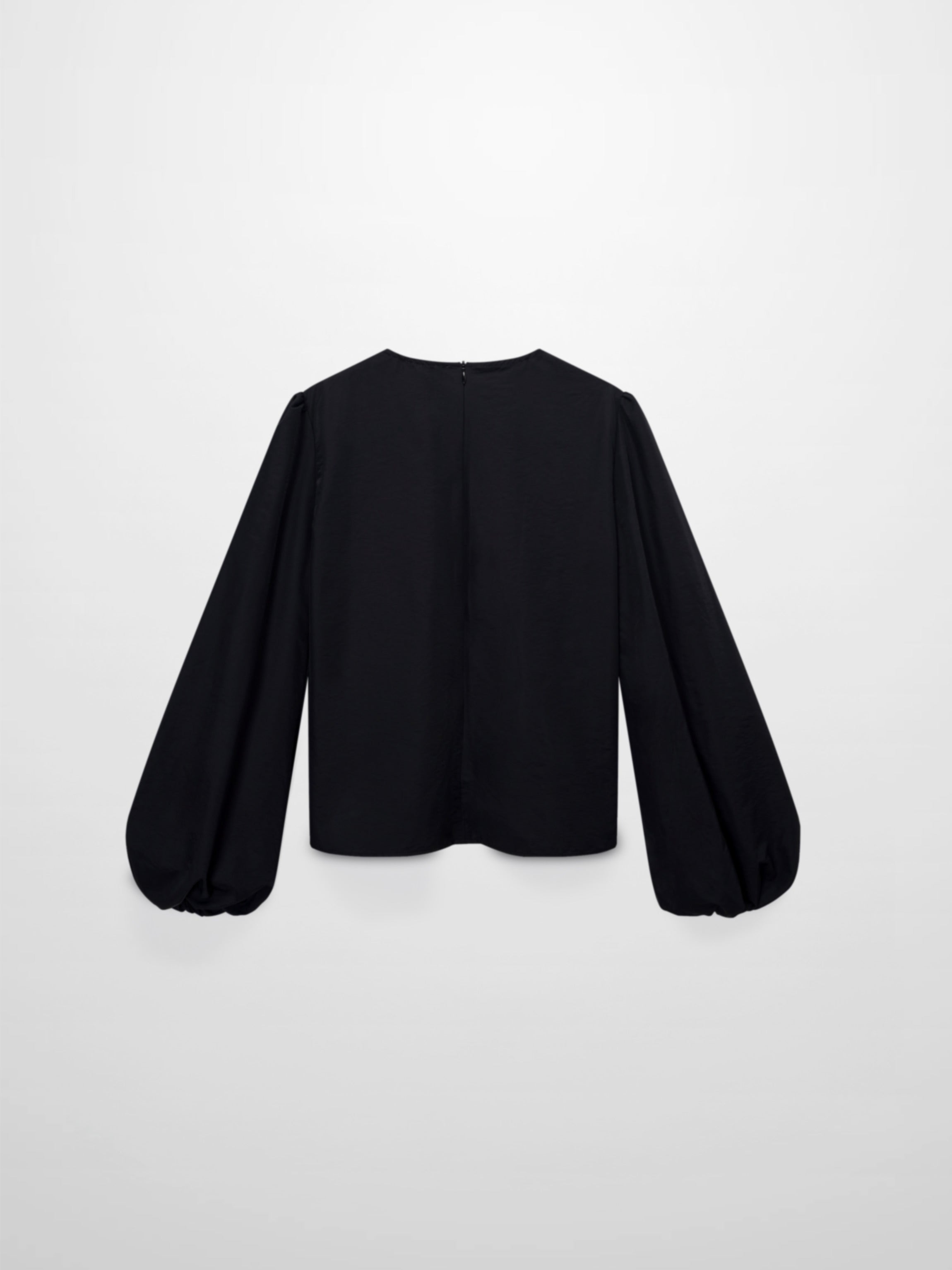 Bubble Sleeve Taffeta Top-Black-2