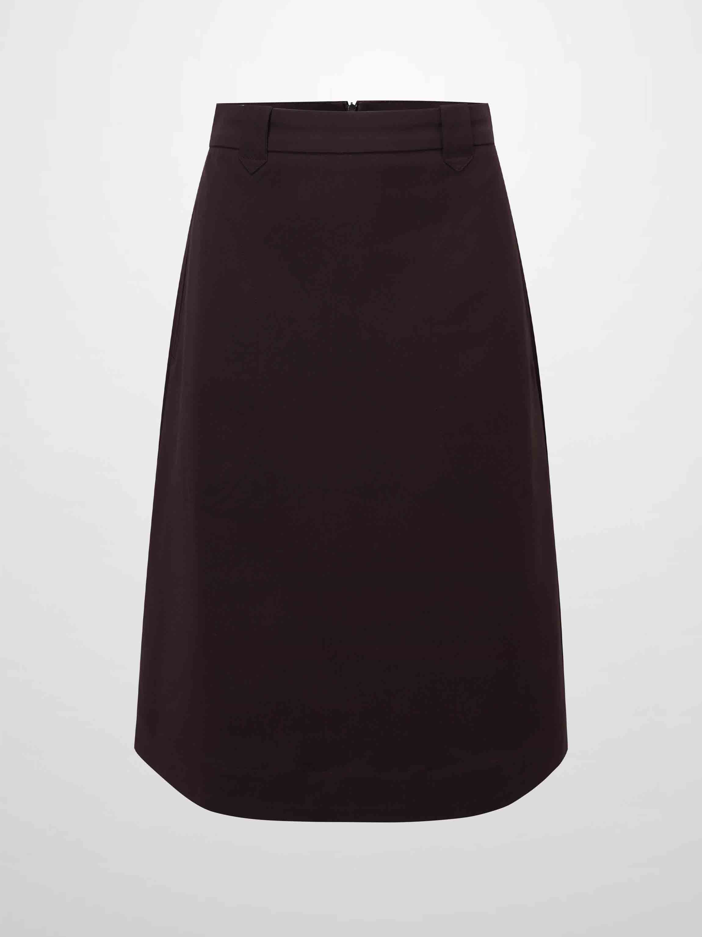 Basic A-Line Skirt-Brown-1