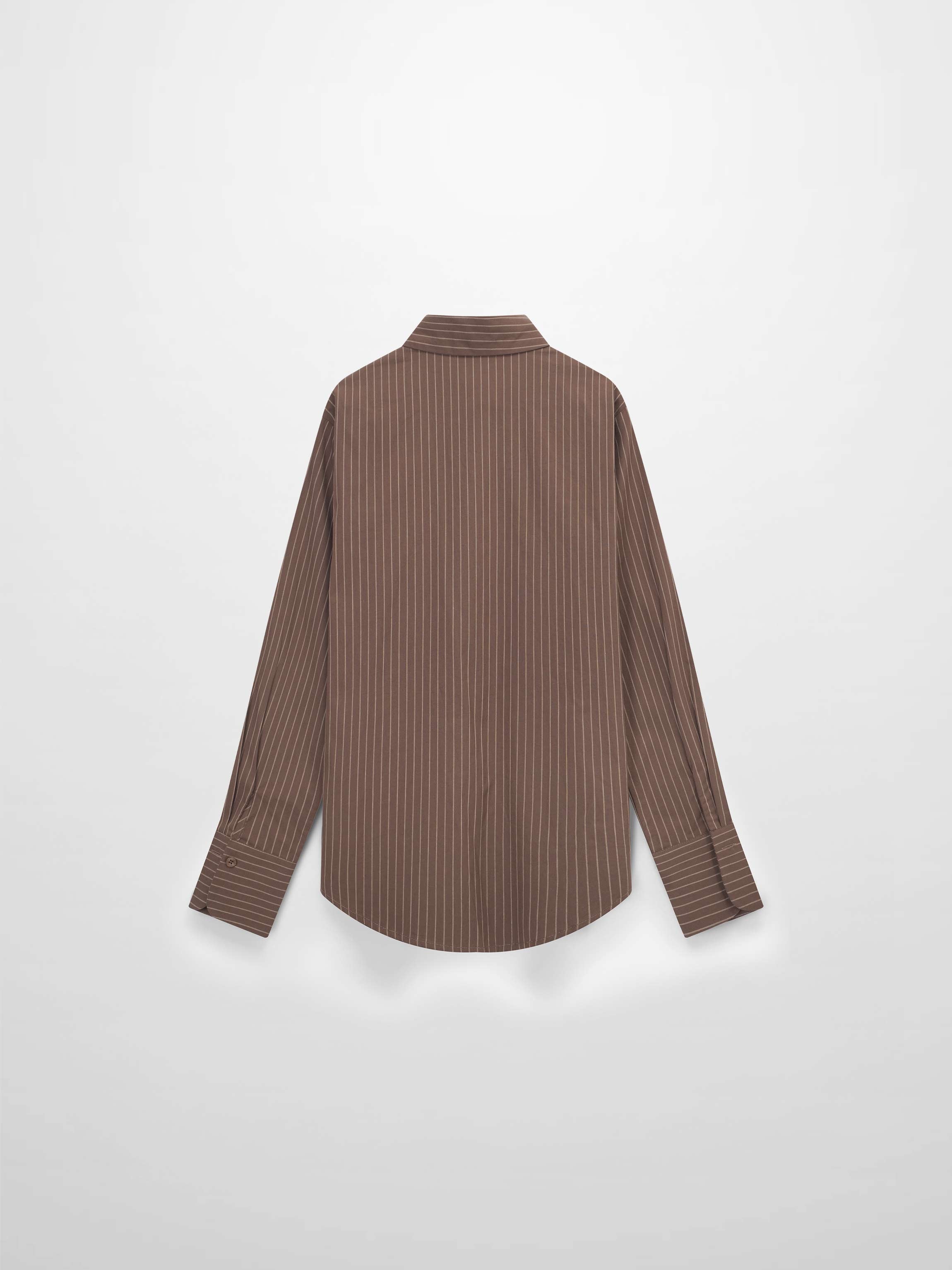 Striped Cotton Blouse-Brown Thin Stripe-2