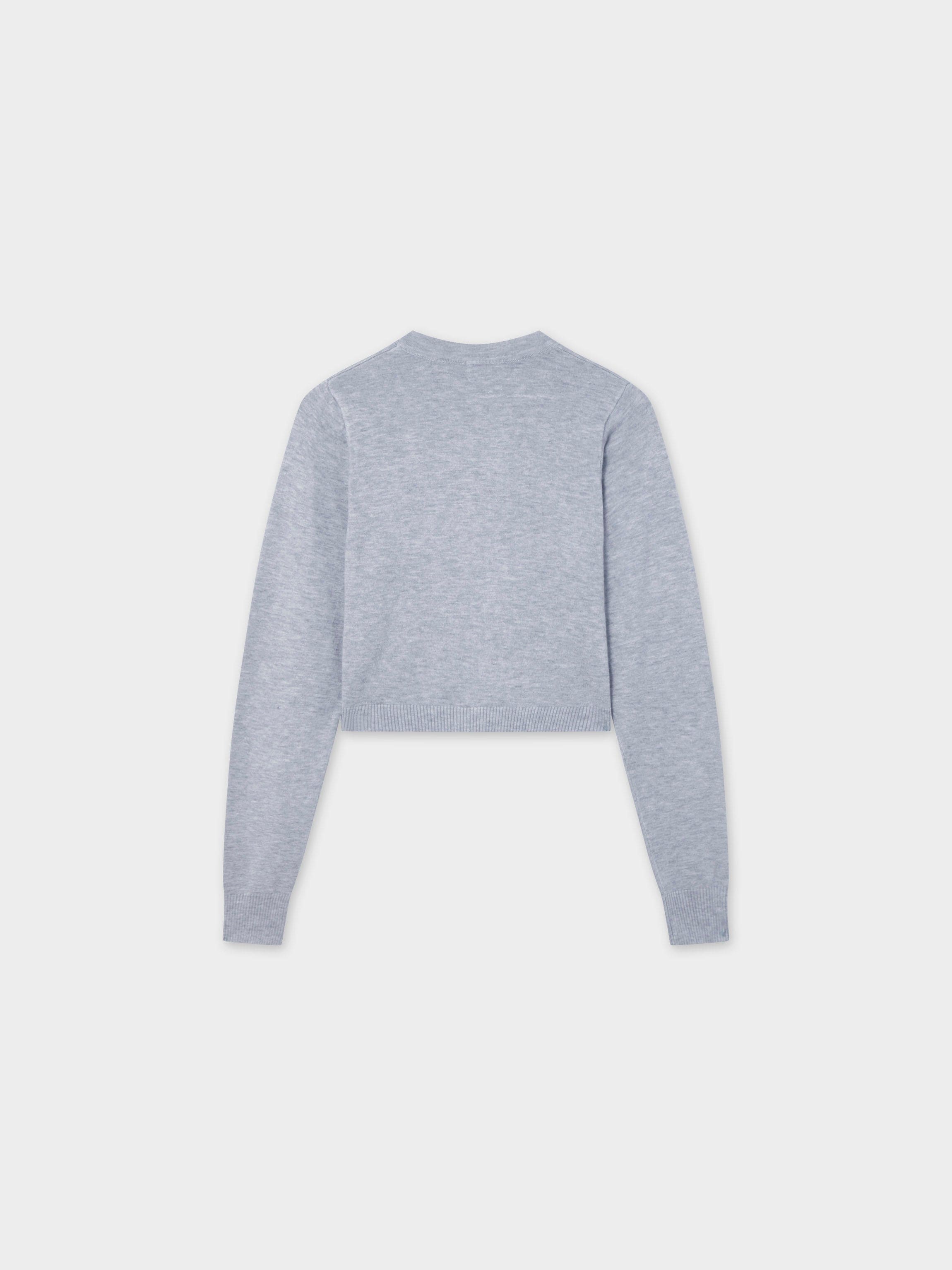 Solid Crew Crop Cardigan-Light Grey-2
