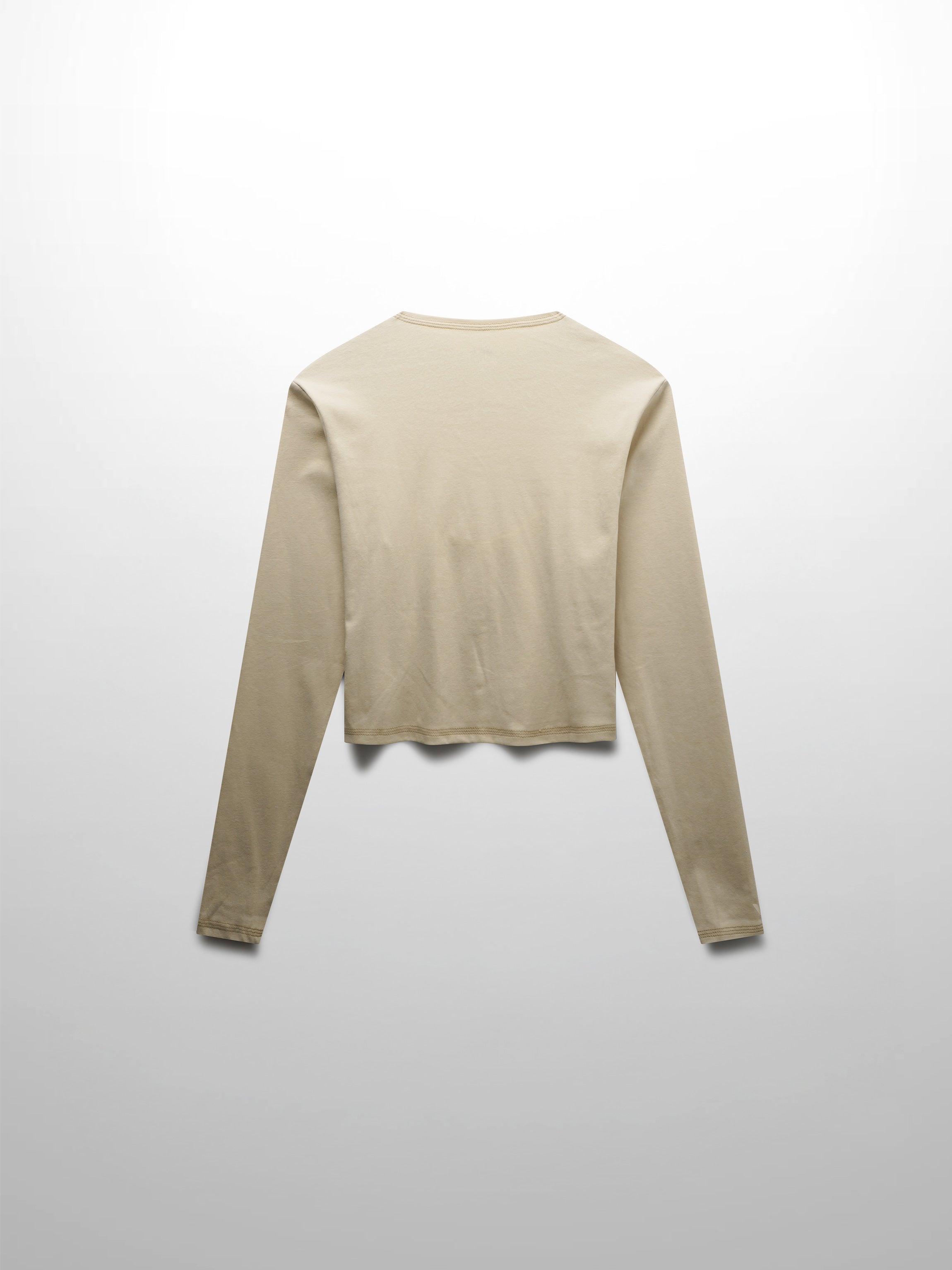 Basic T-Shirt Cropped Cardigan-Tan-2