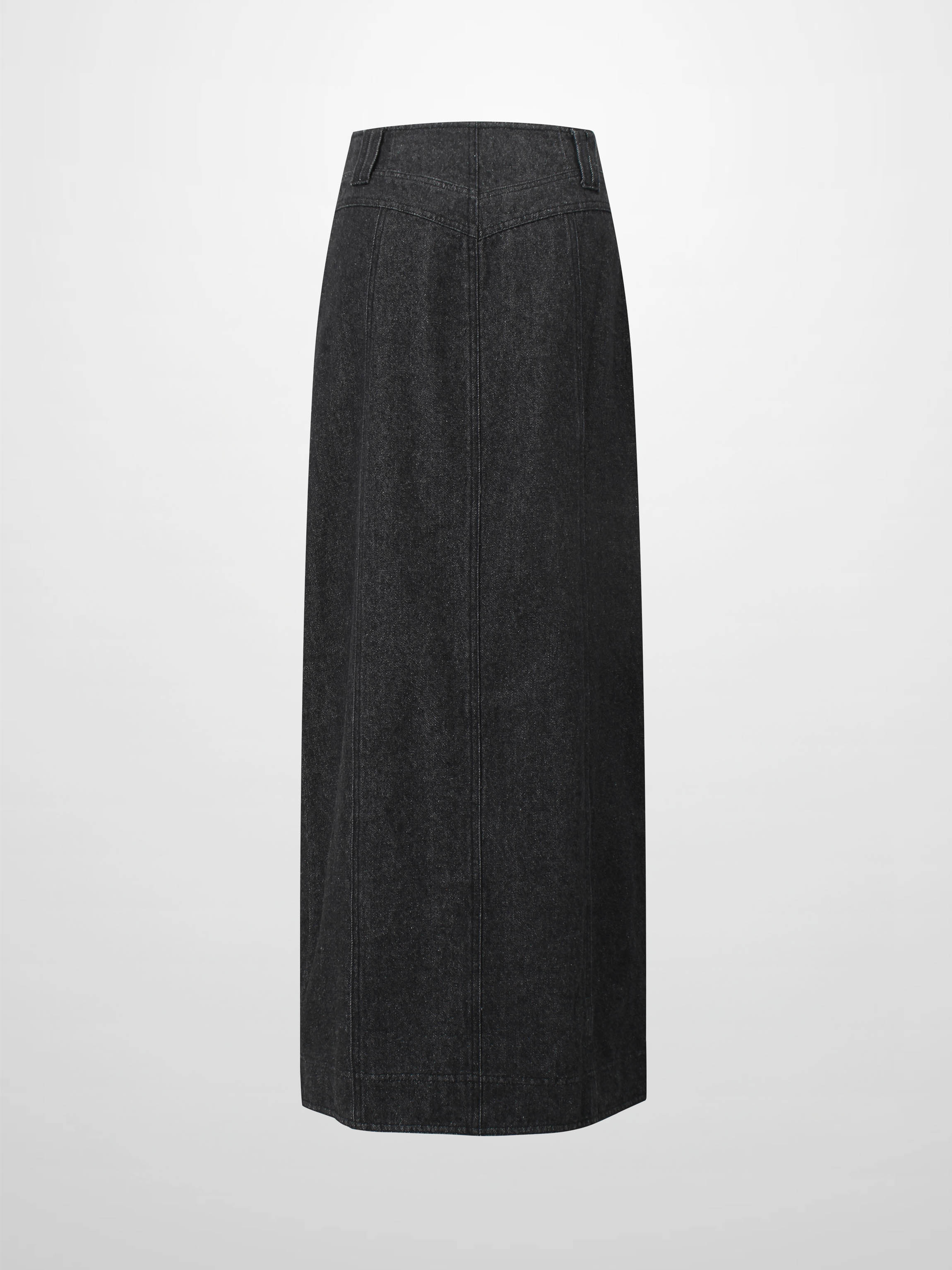 Button Design Denim Skirt-Black-2