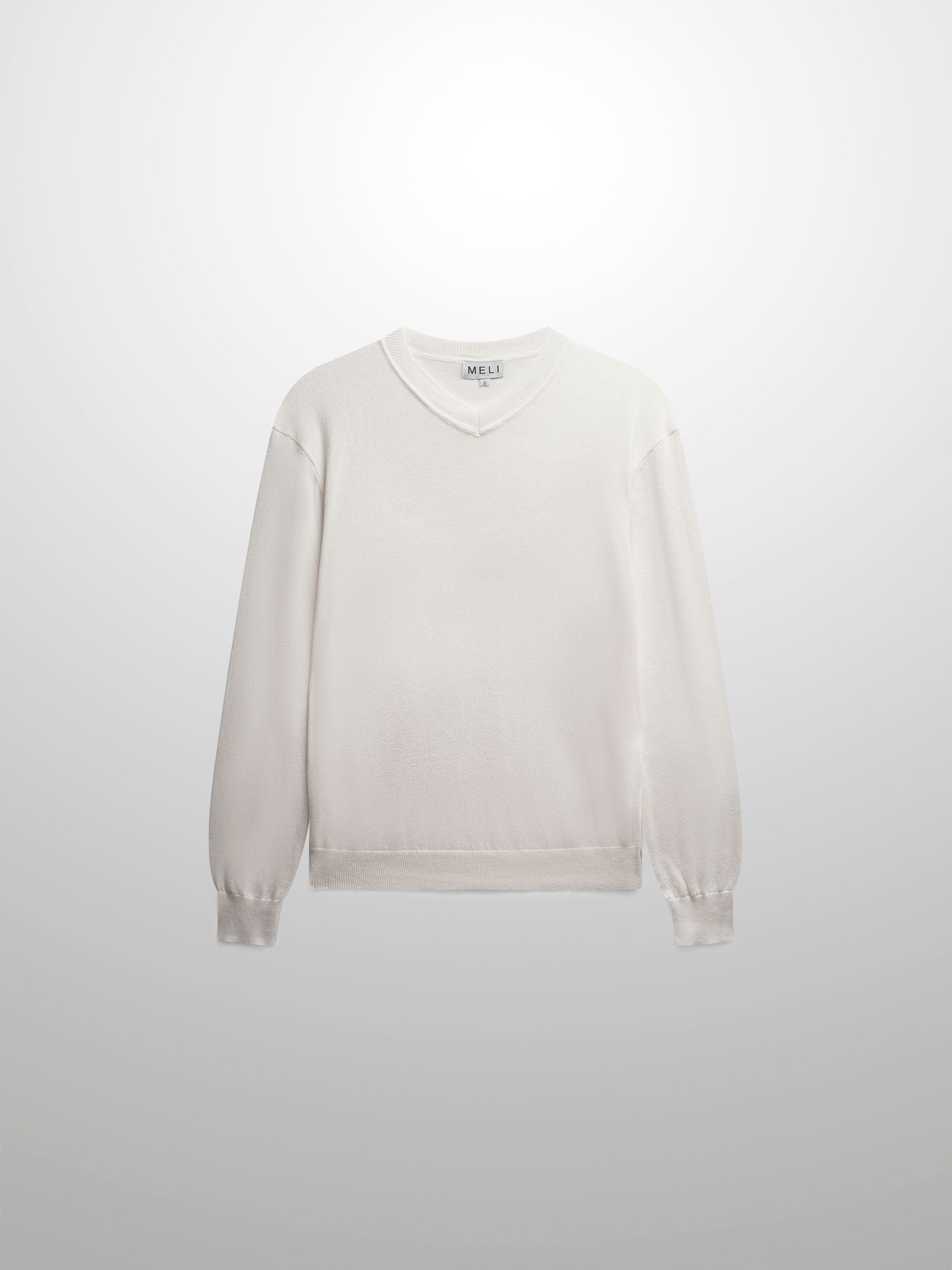High V Lightweight Sweater-White-1