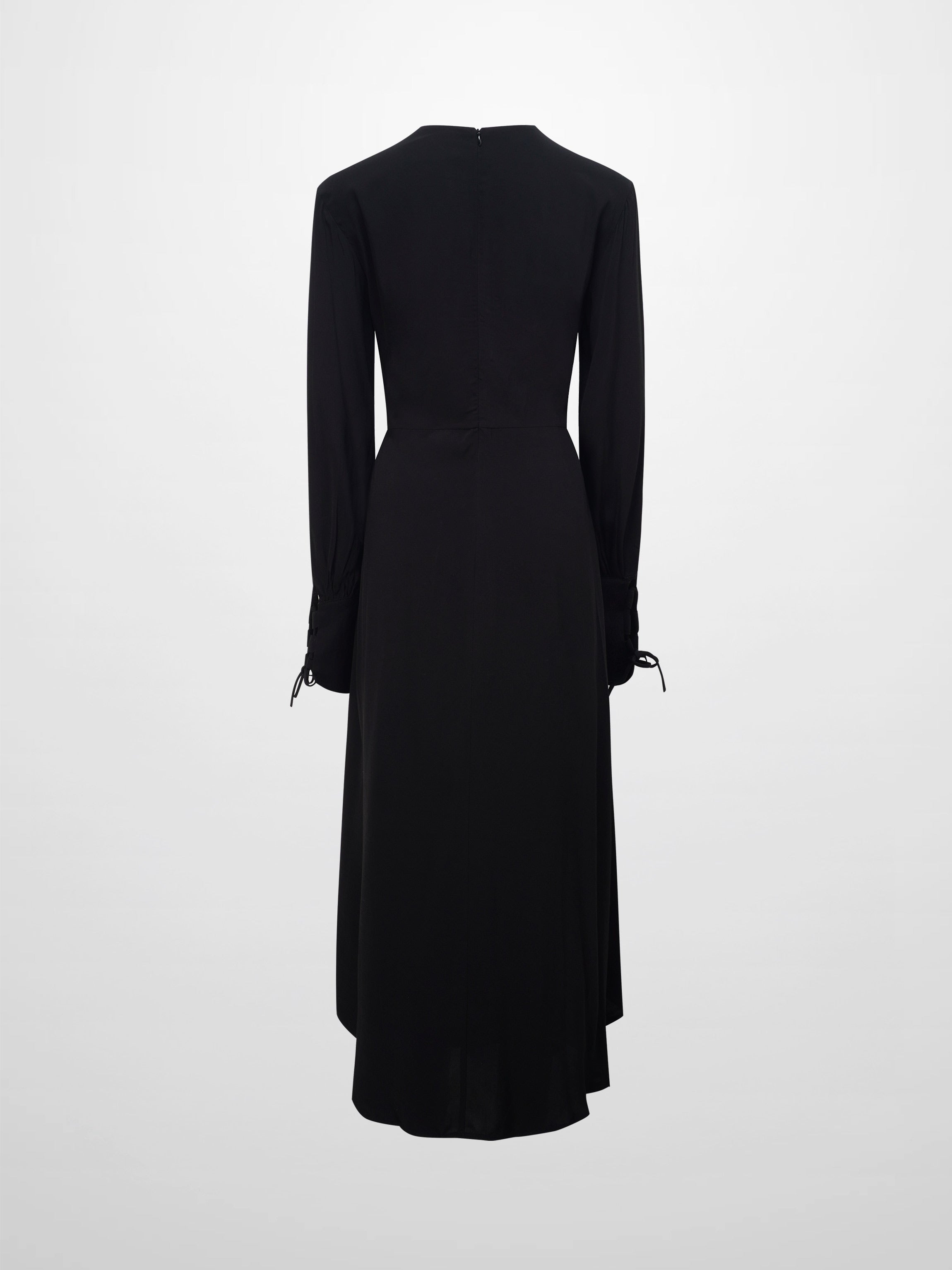 High Waist Drawstring Maternity Dress-Black-2