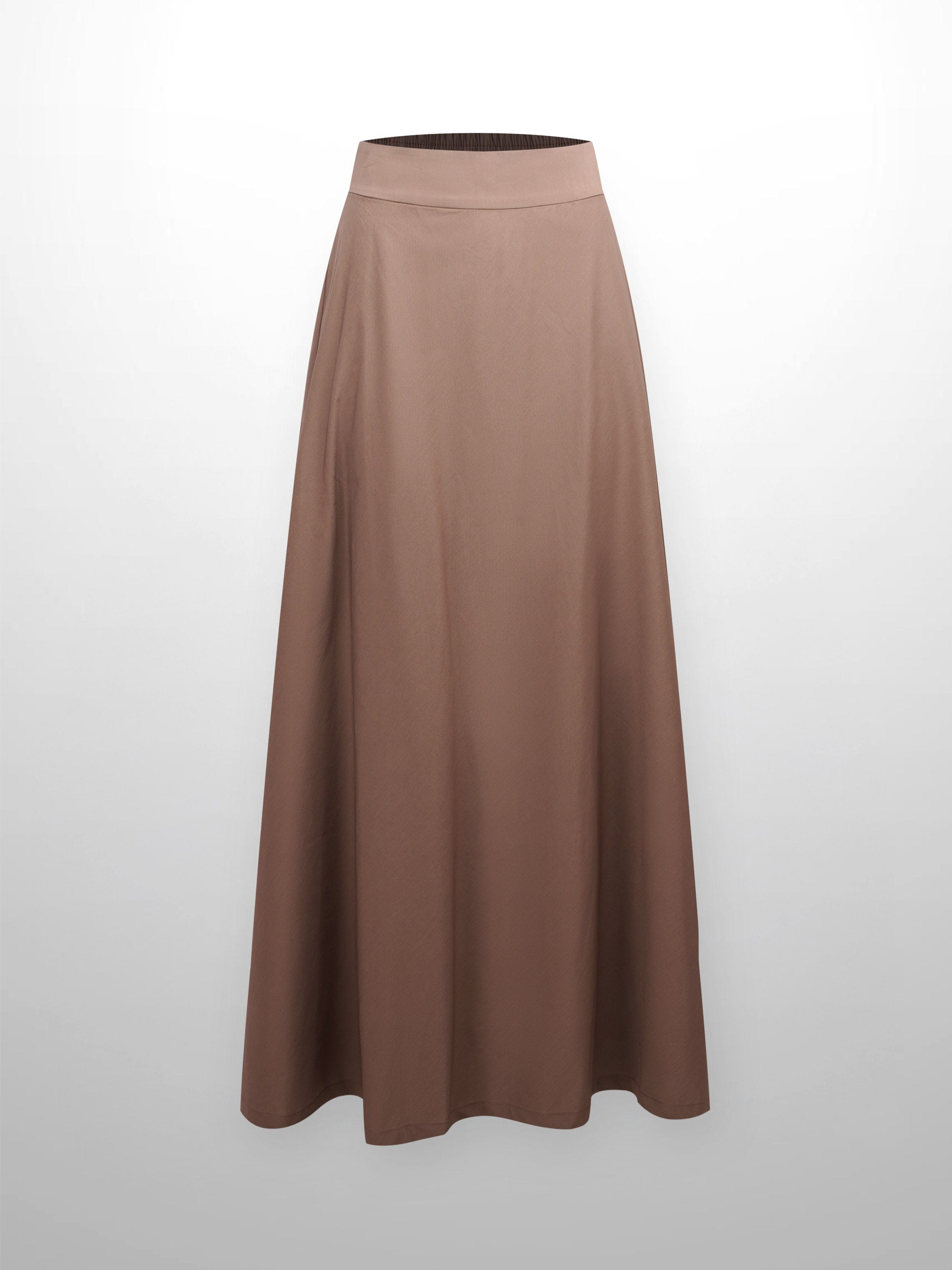 Elastic Back Maxi Cotton Blend Skirt-Chocolate Brown-0