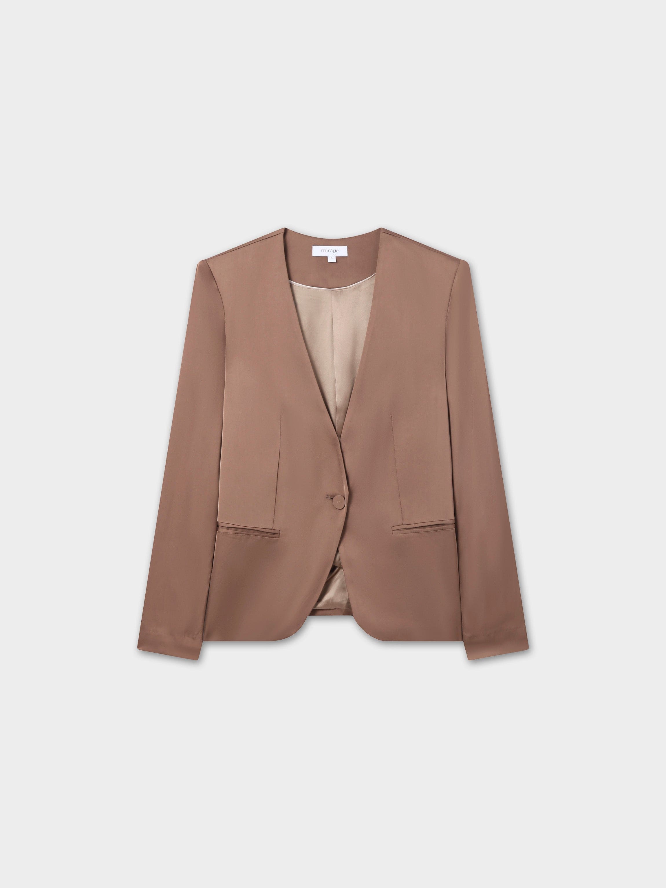Satin Evening Blazer-Taupe-1