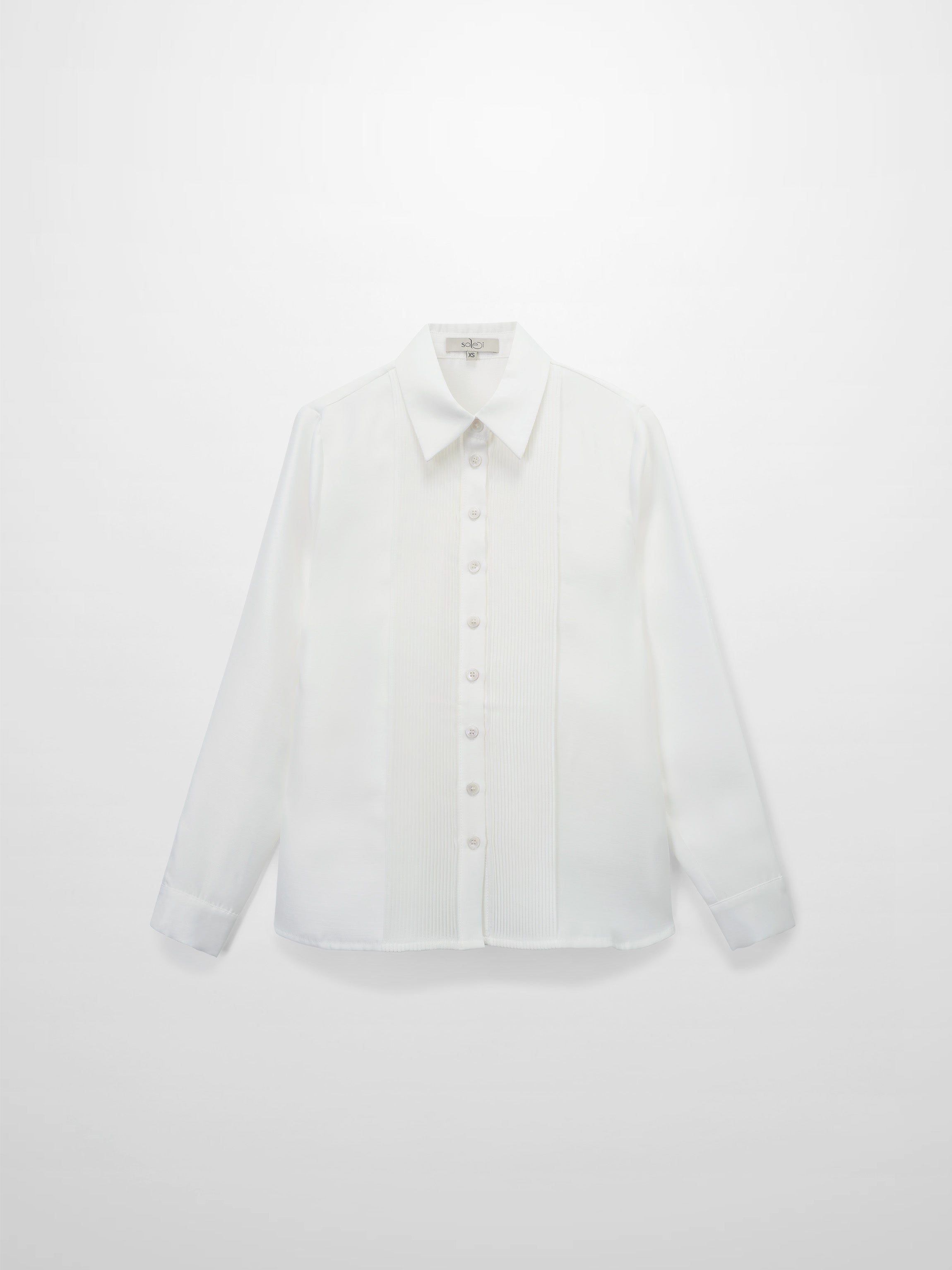 Pintuck Button Down Blouse-White-0