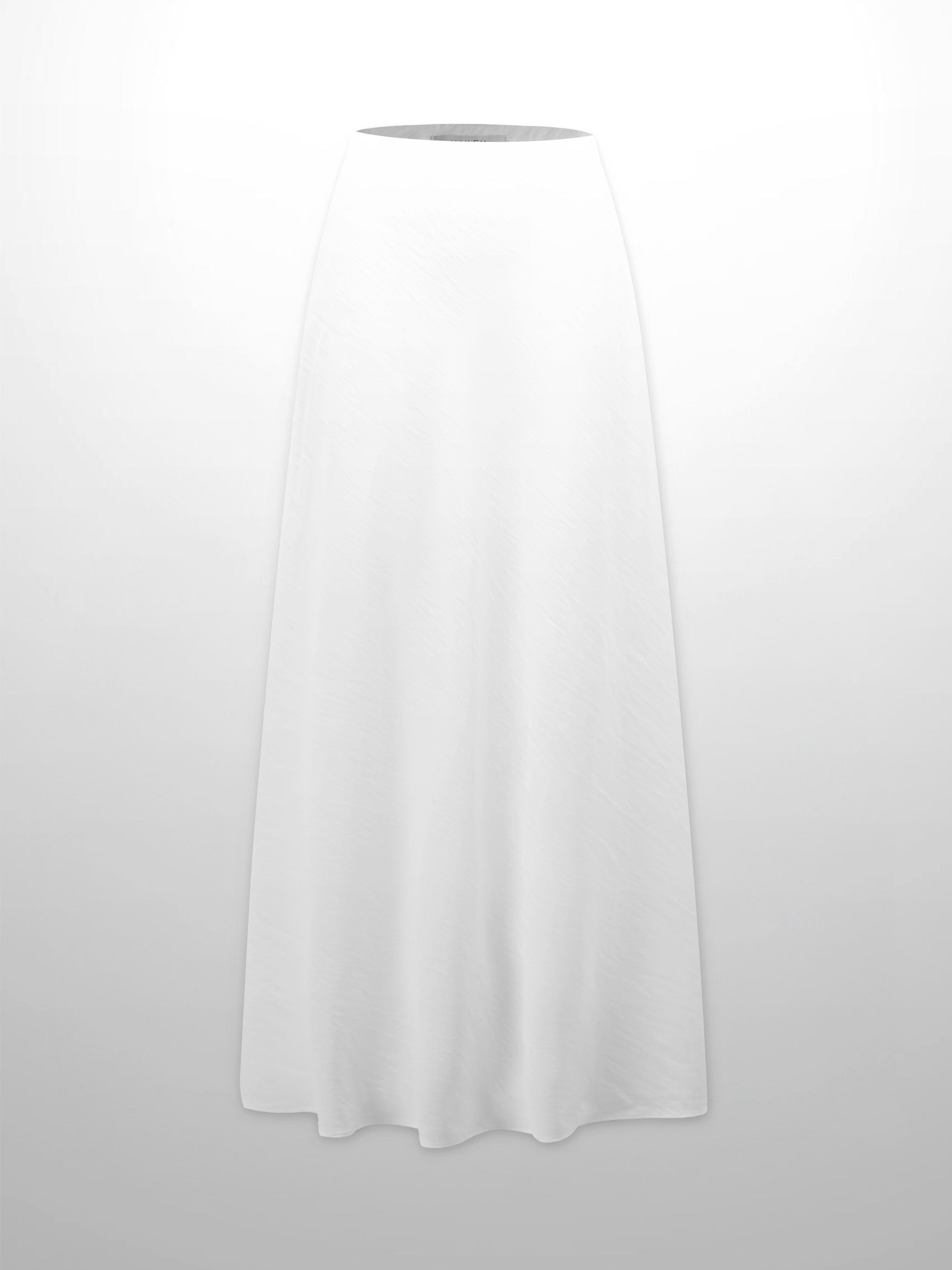Crinkle Cotton Skirt 37"-White-1