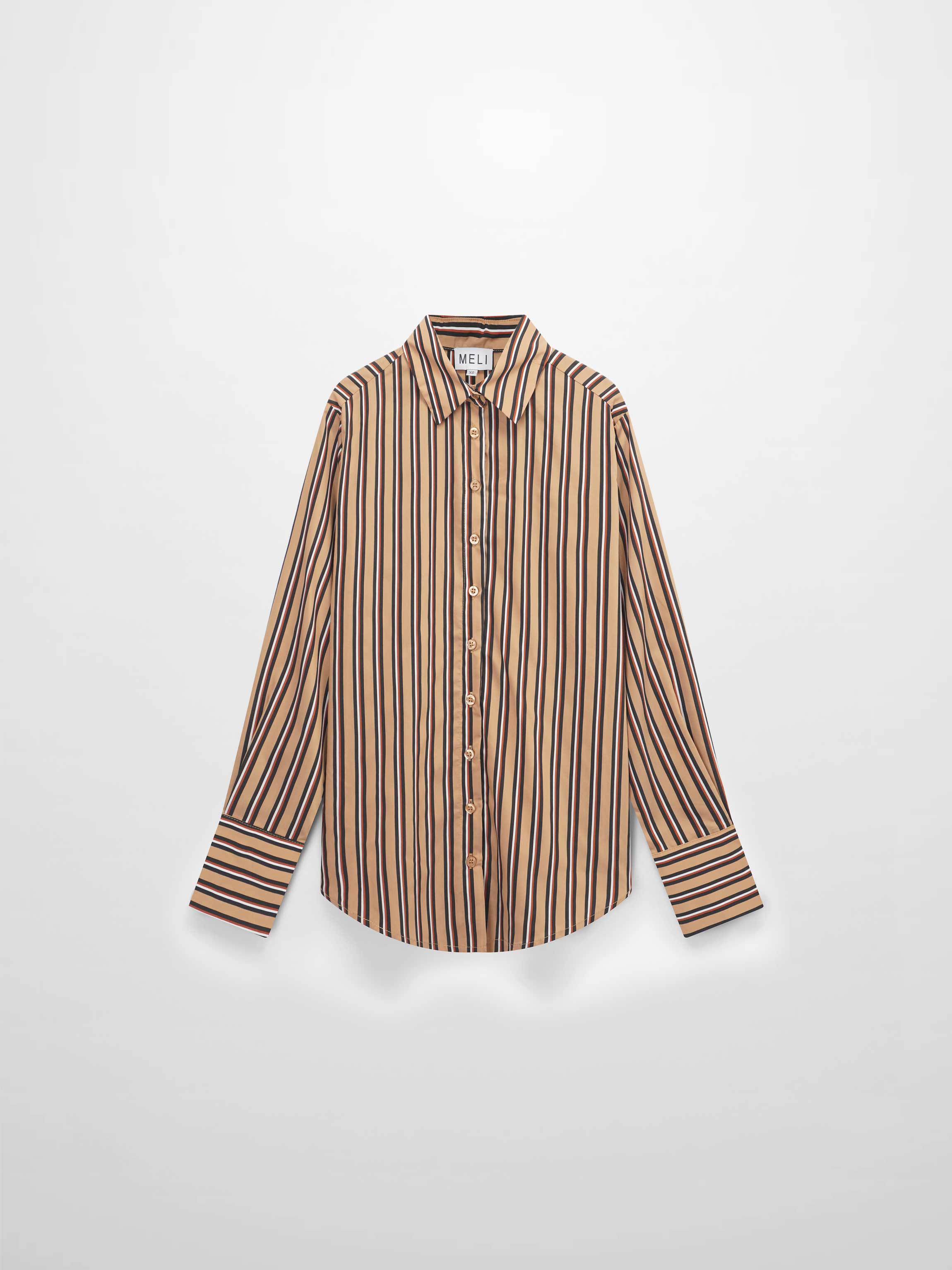 Striped Cotton Blouse-Tan Stripe-1