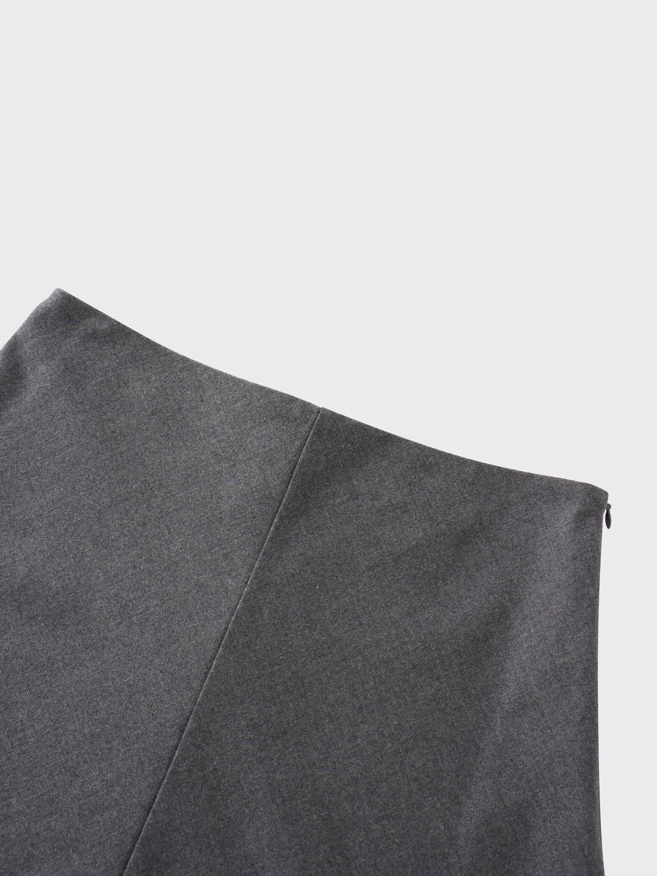 Basic A-Line Seamed Short Skirt-Grey-3