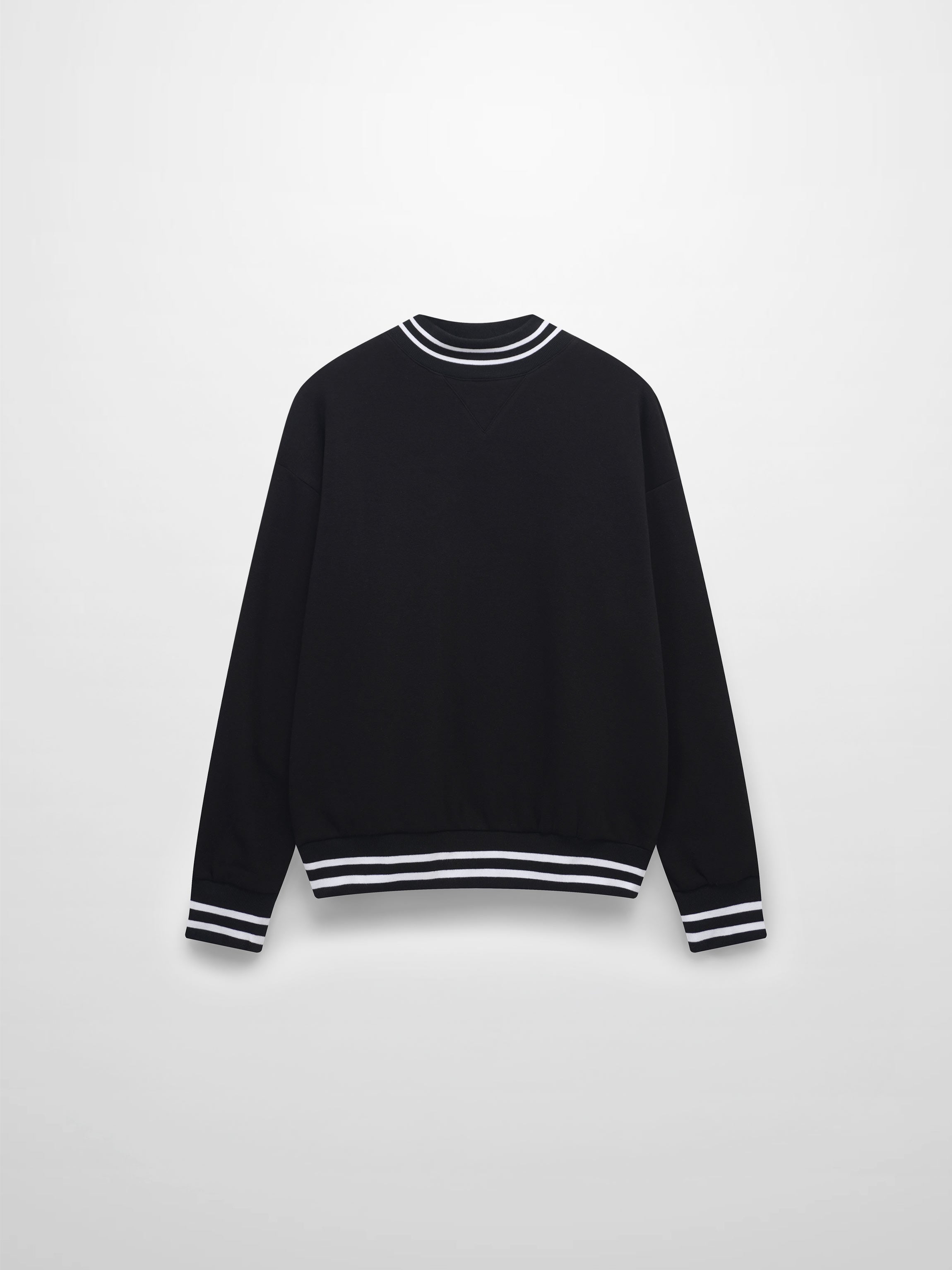 Striped High Neck Sweatshirt-Black/White-0
