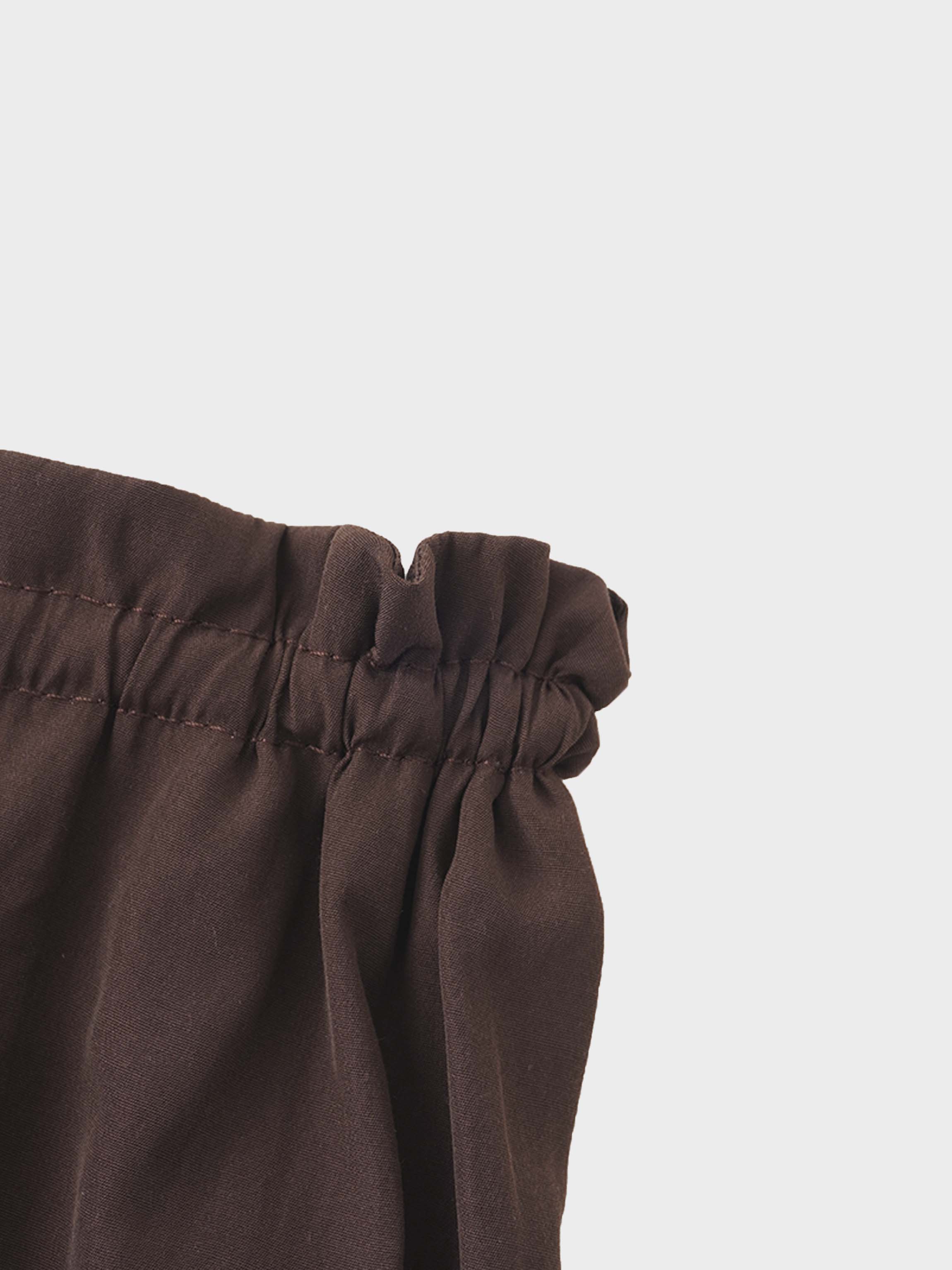DRAWSTRING RUFFLE SKIRT-BROWN-4