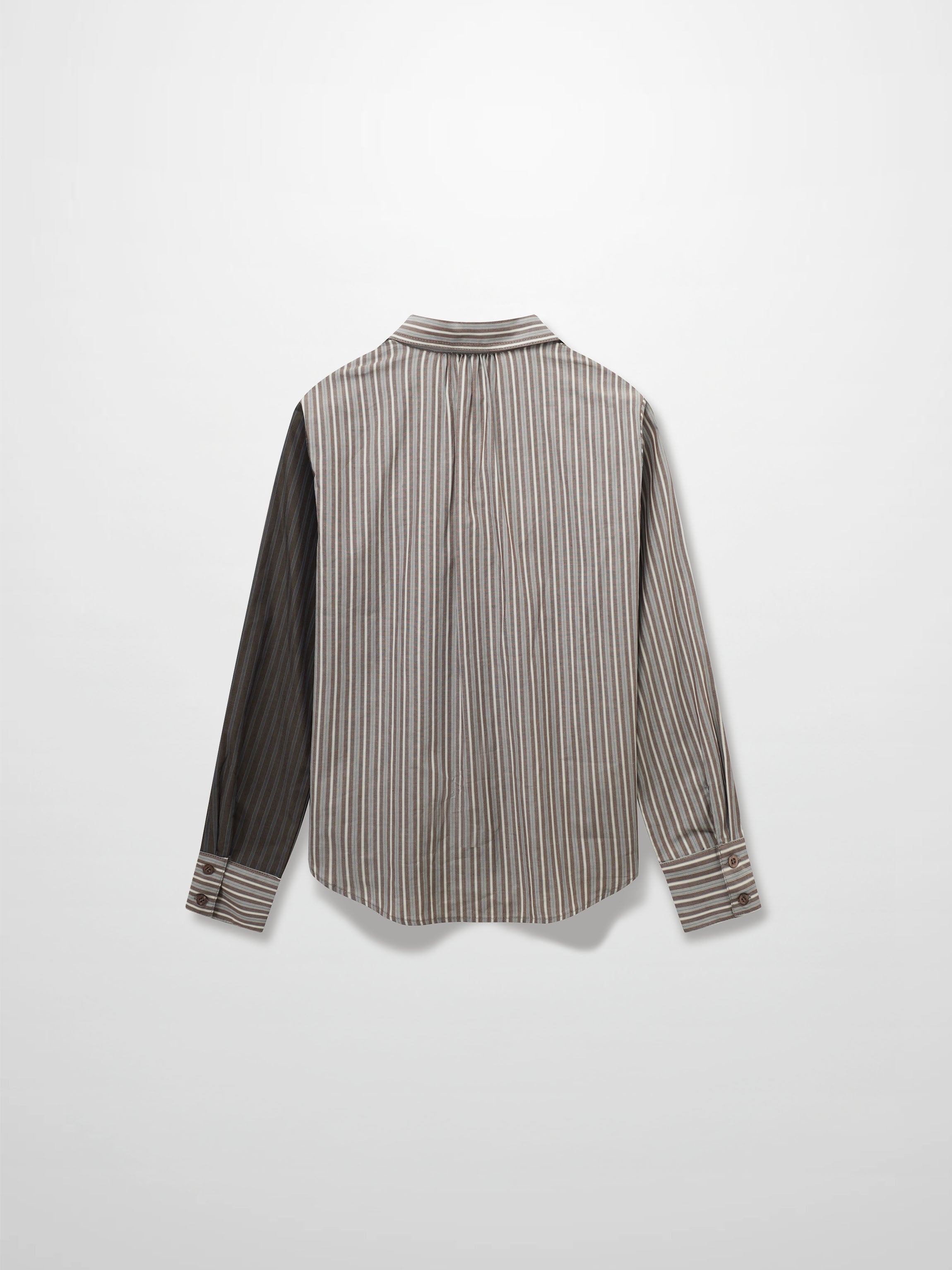 Mix Pinstripe Button Down Shirt-Khaki Stripe-2