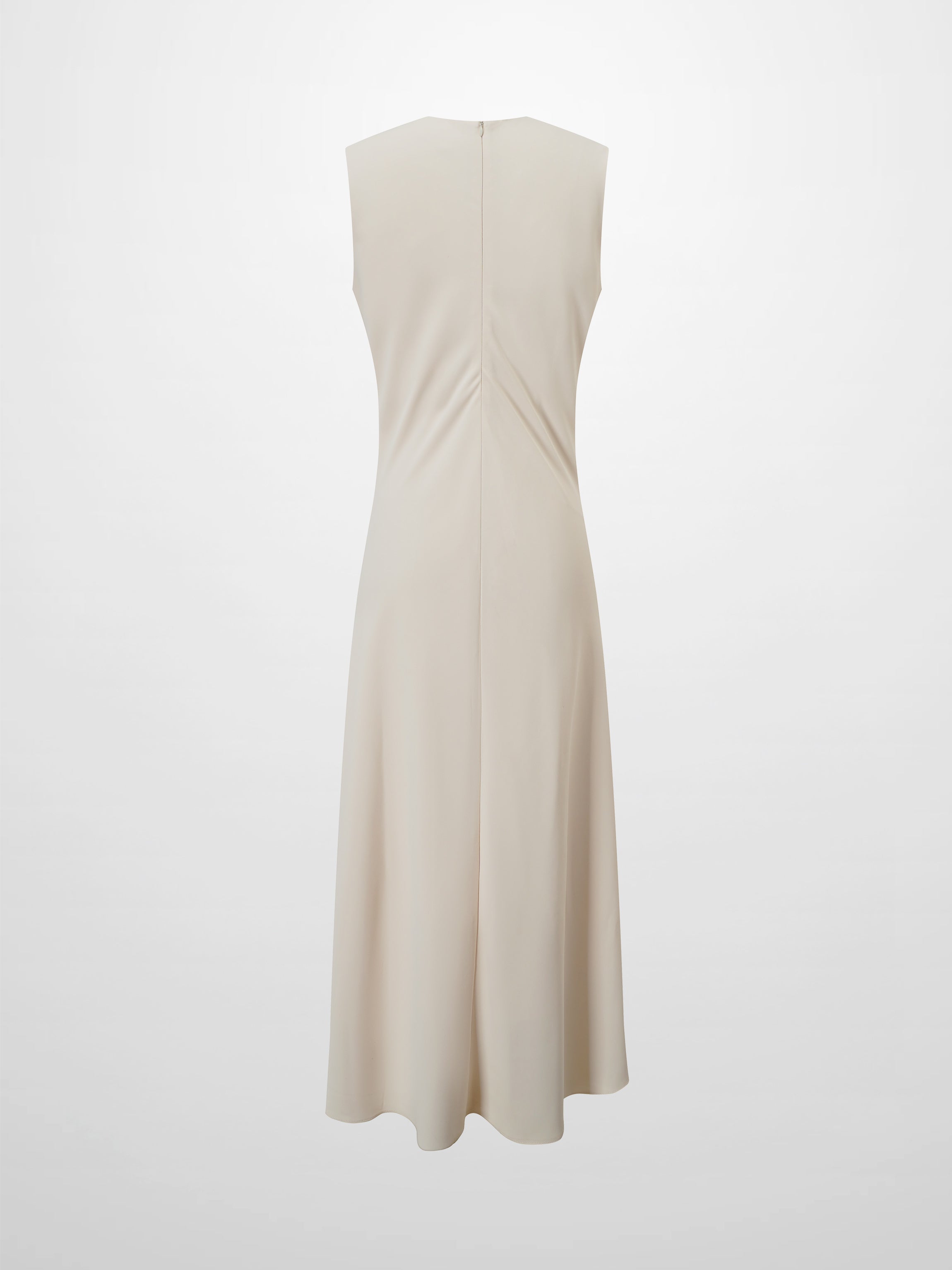 Faux Satin Crew Neck Slip Dress-White-1
