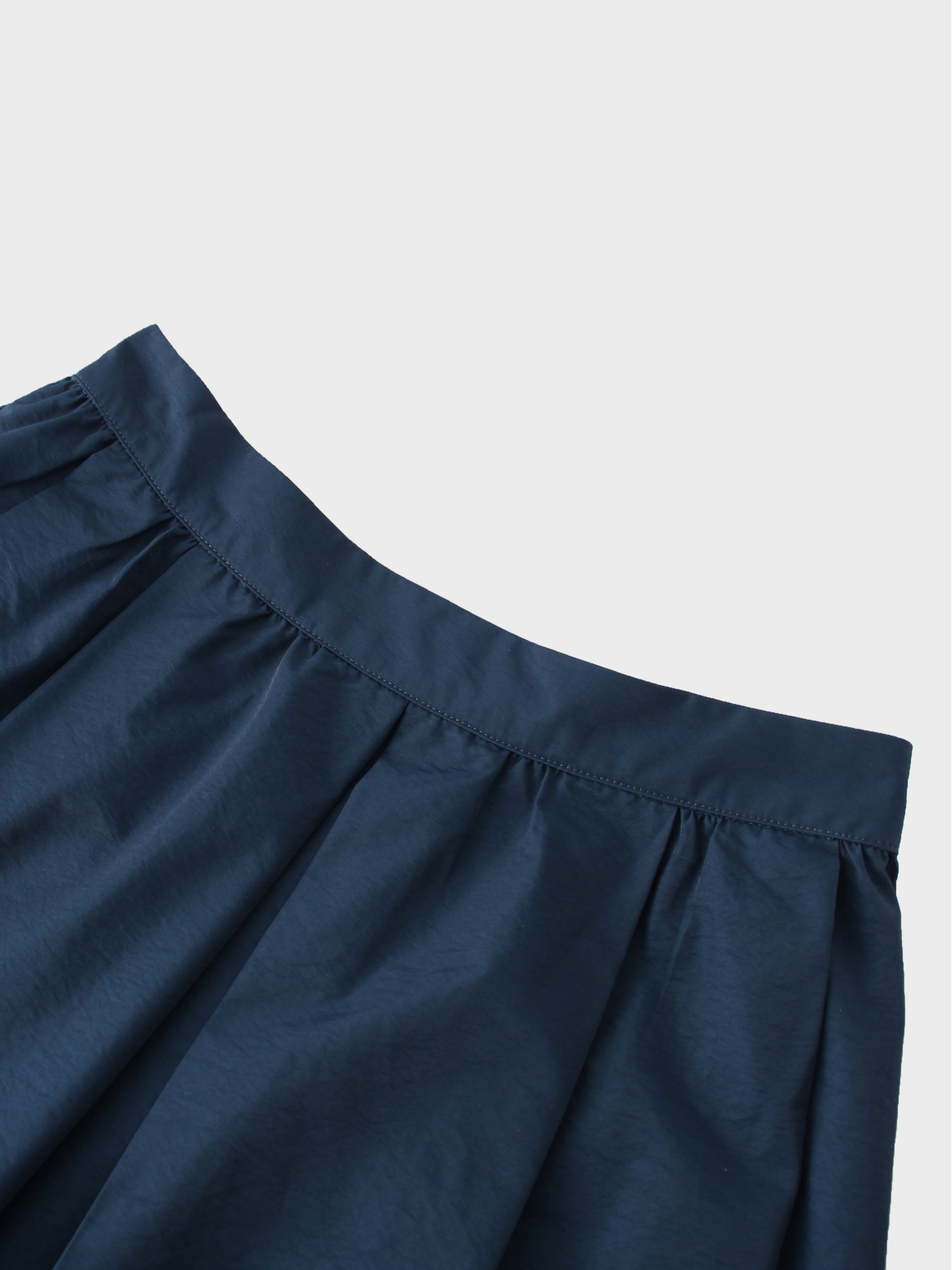 Waisted Full Taffeta Skirt-Navy-3