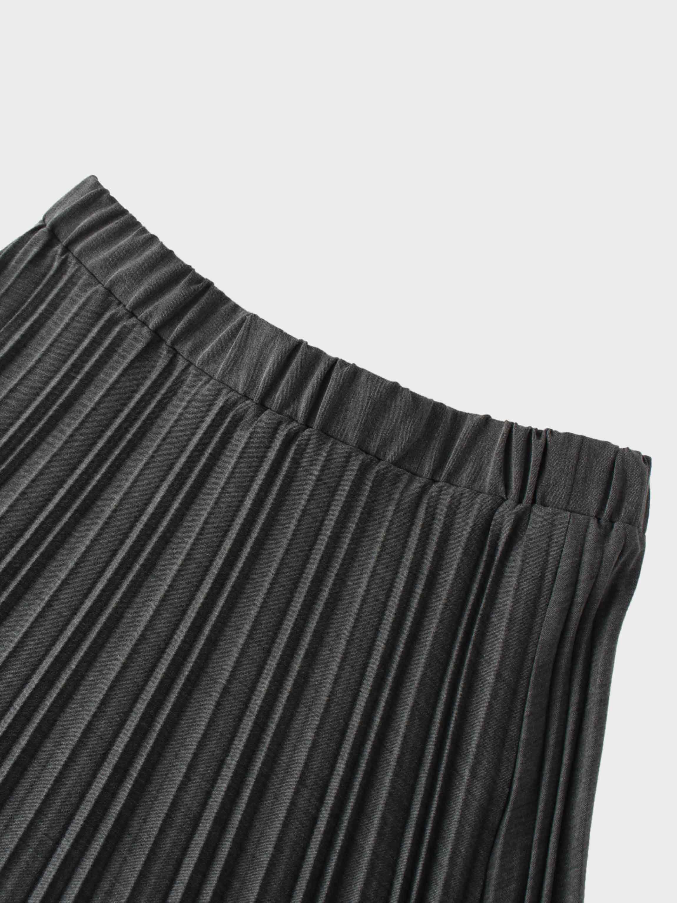 Mix Pleat Skirt-Denim Grey-4
