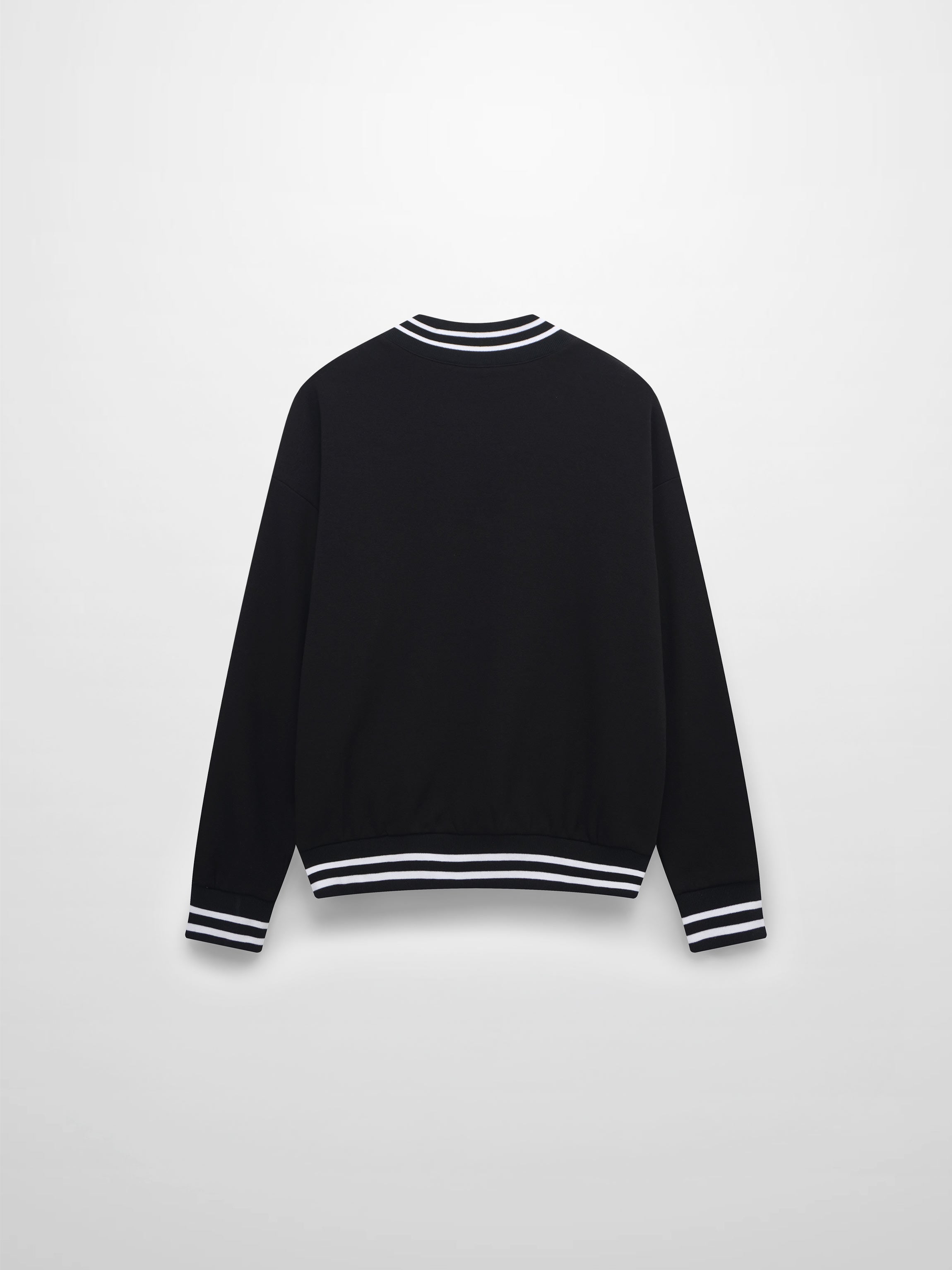 Striped High Neck Sweatshirt-Black/White-1
