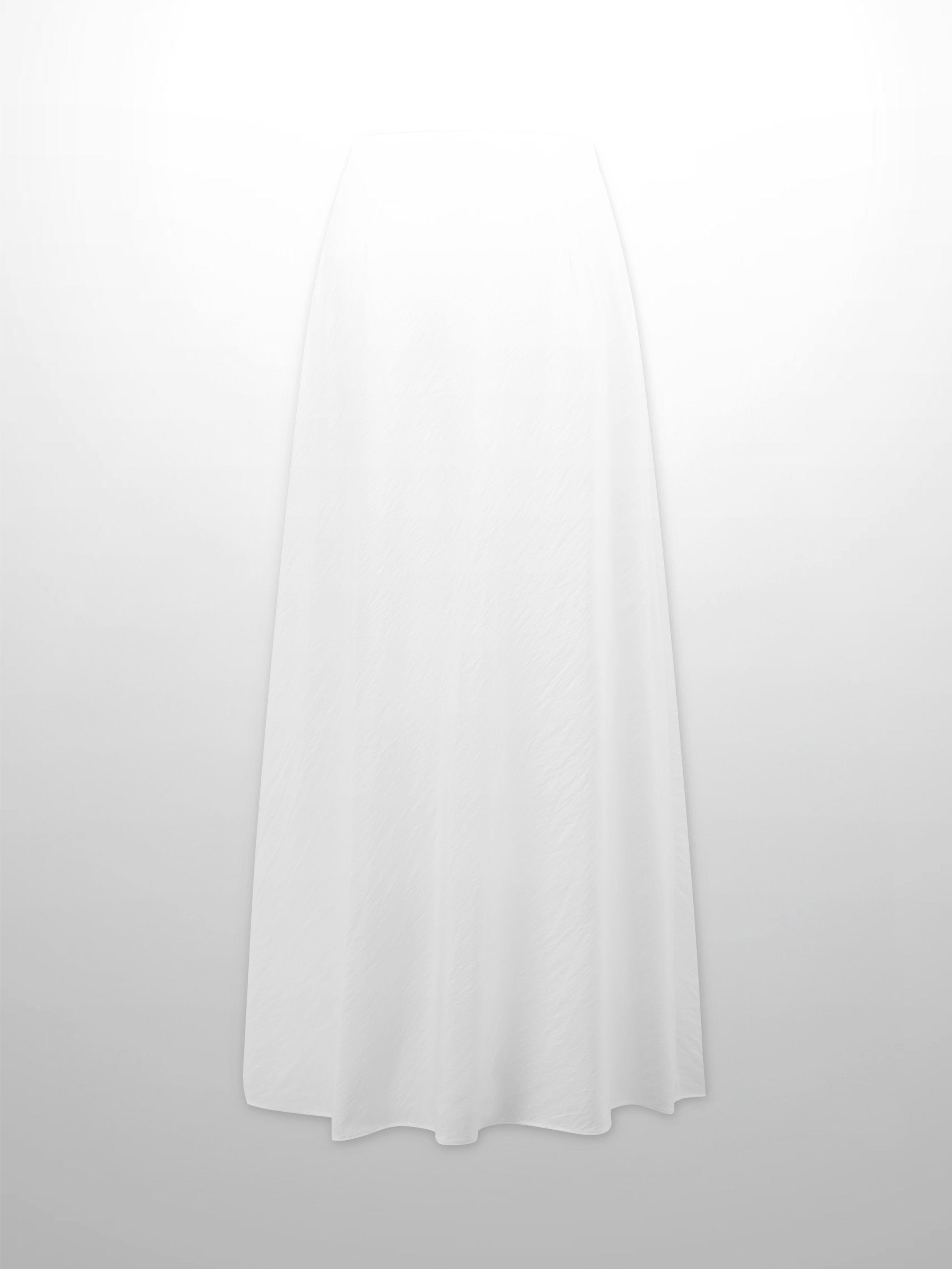 Crinkle Cotton Skirt 37"-White-2