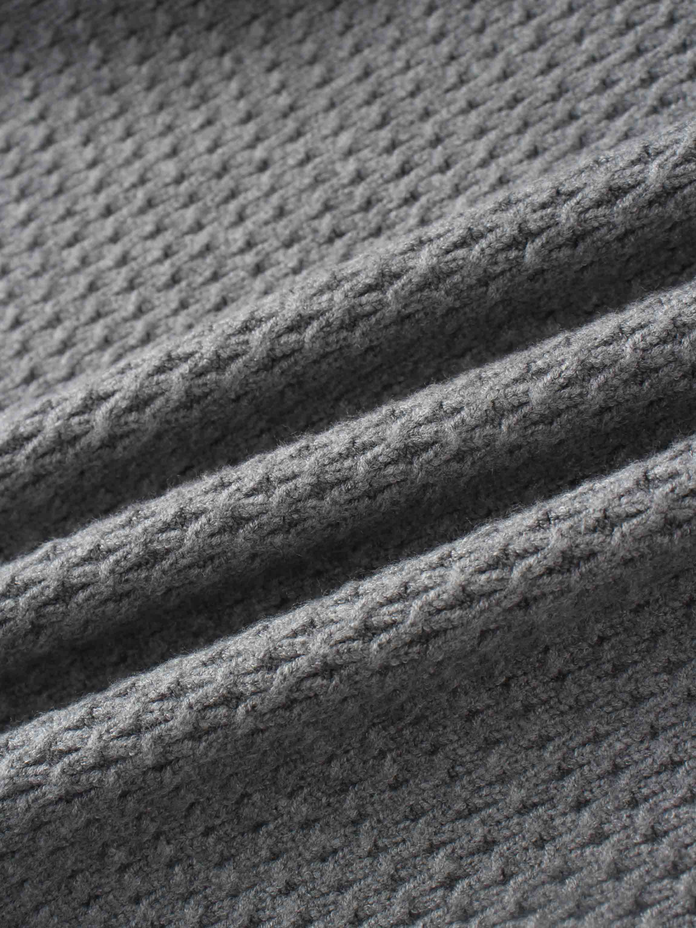 Textured Crew Cardigan-Grey-3