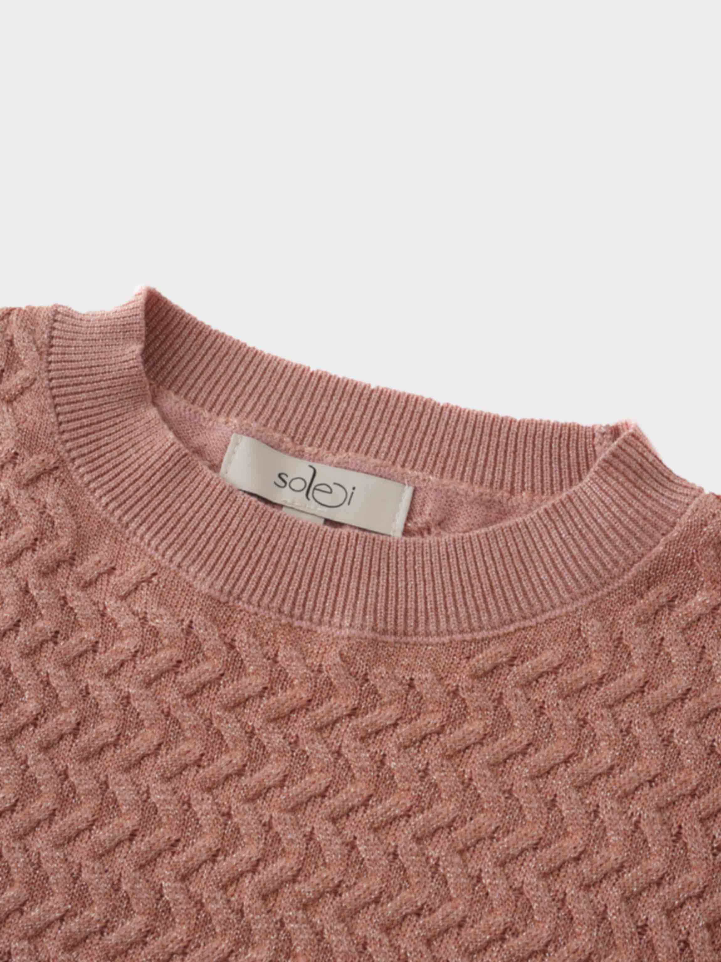 Textured Lurex Crew Sweater-Blush-3