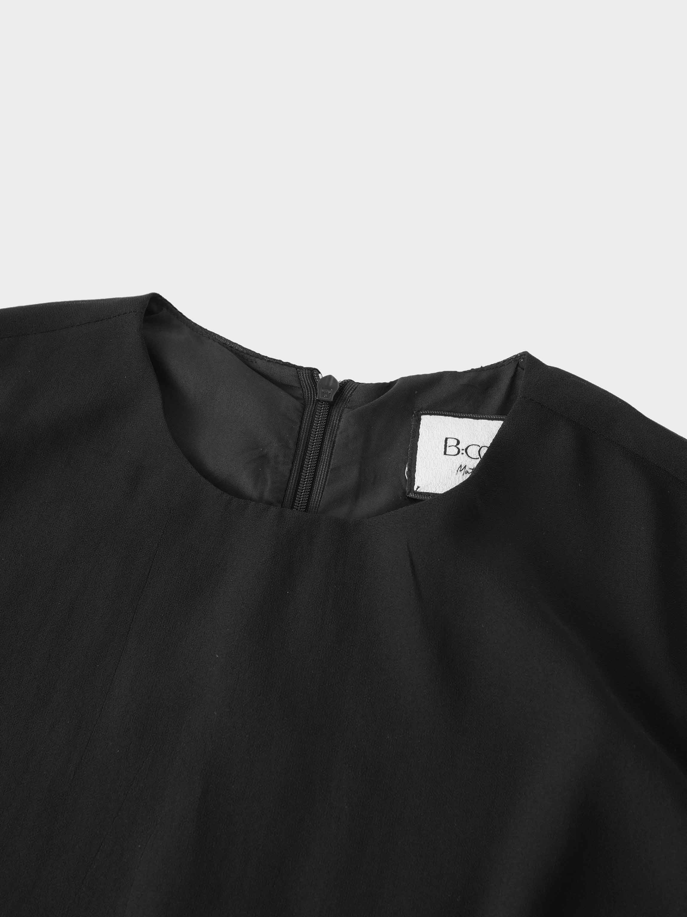 Ruffle Trim Maternity Dress-Black-2