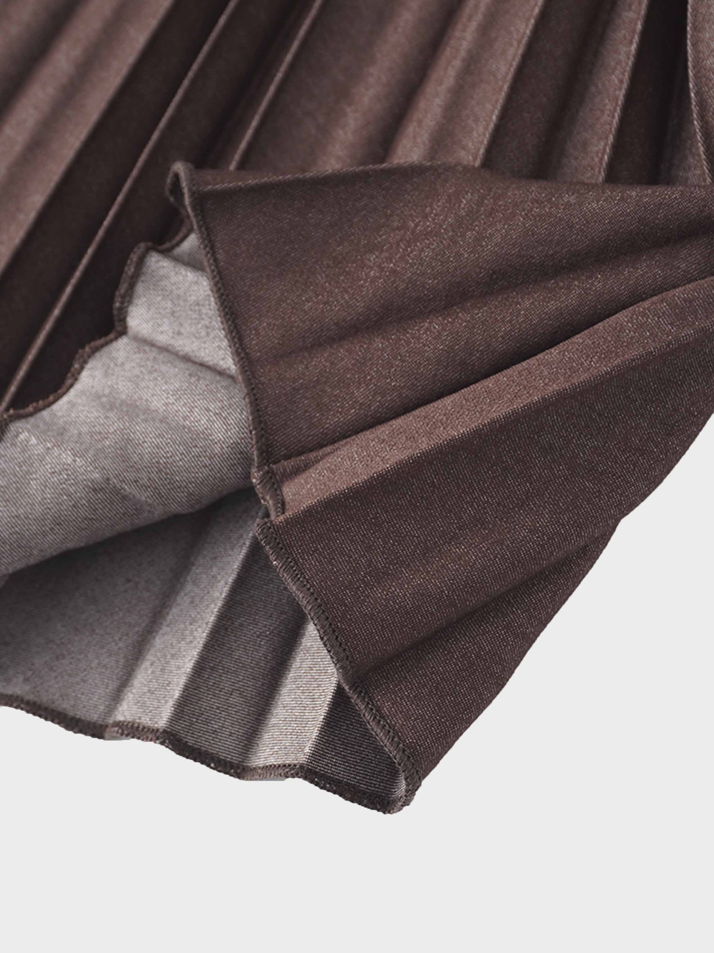 Thin Pleated Skirt-Dark Brown-4