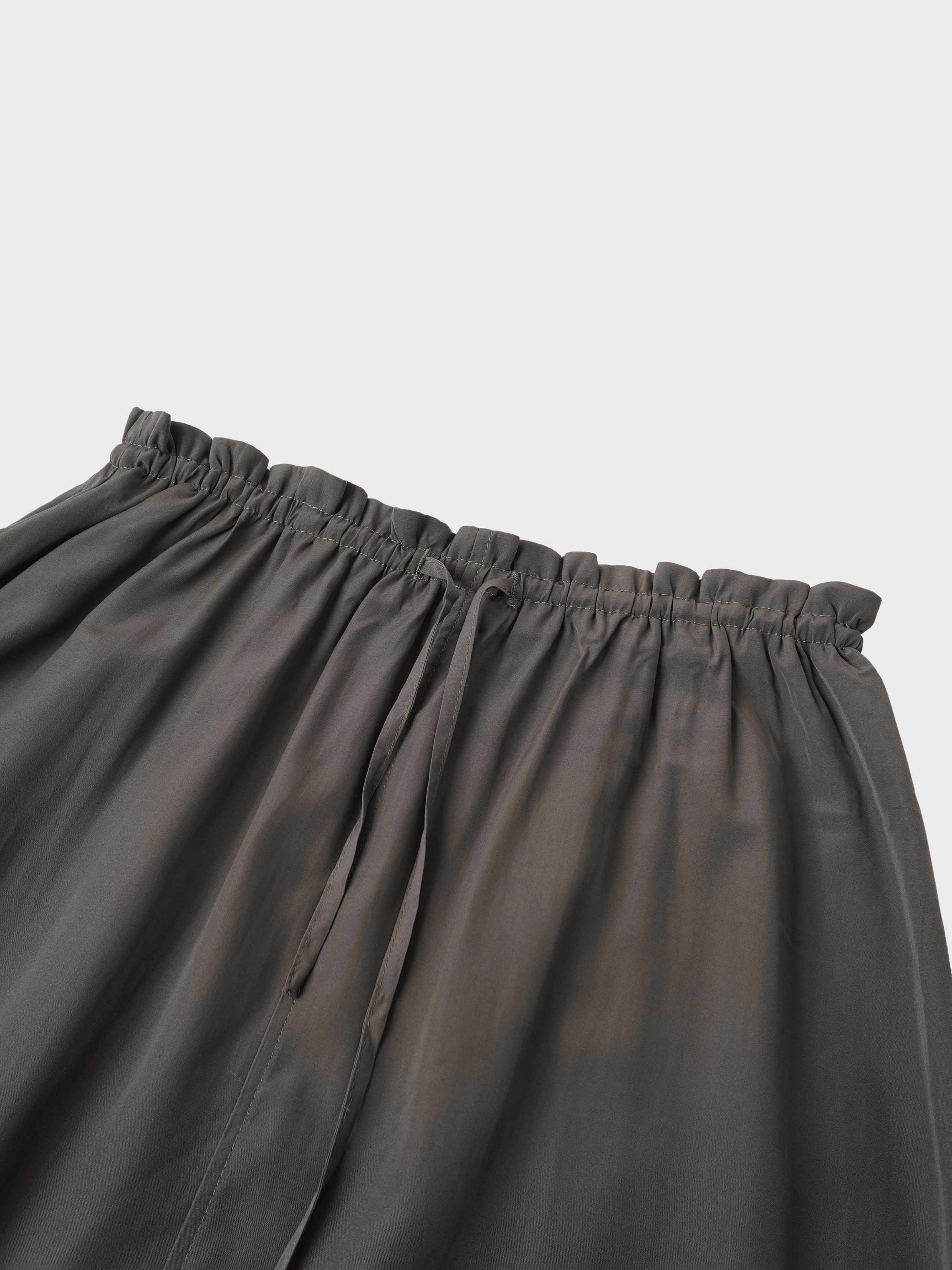 DRAWSTRING RUFFLE SKIRT-OLIVE GREEN-2