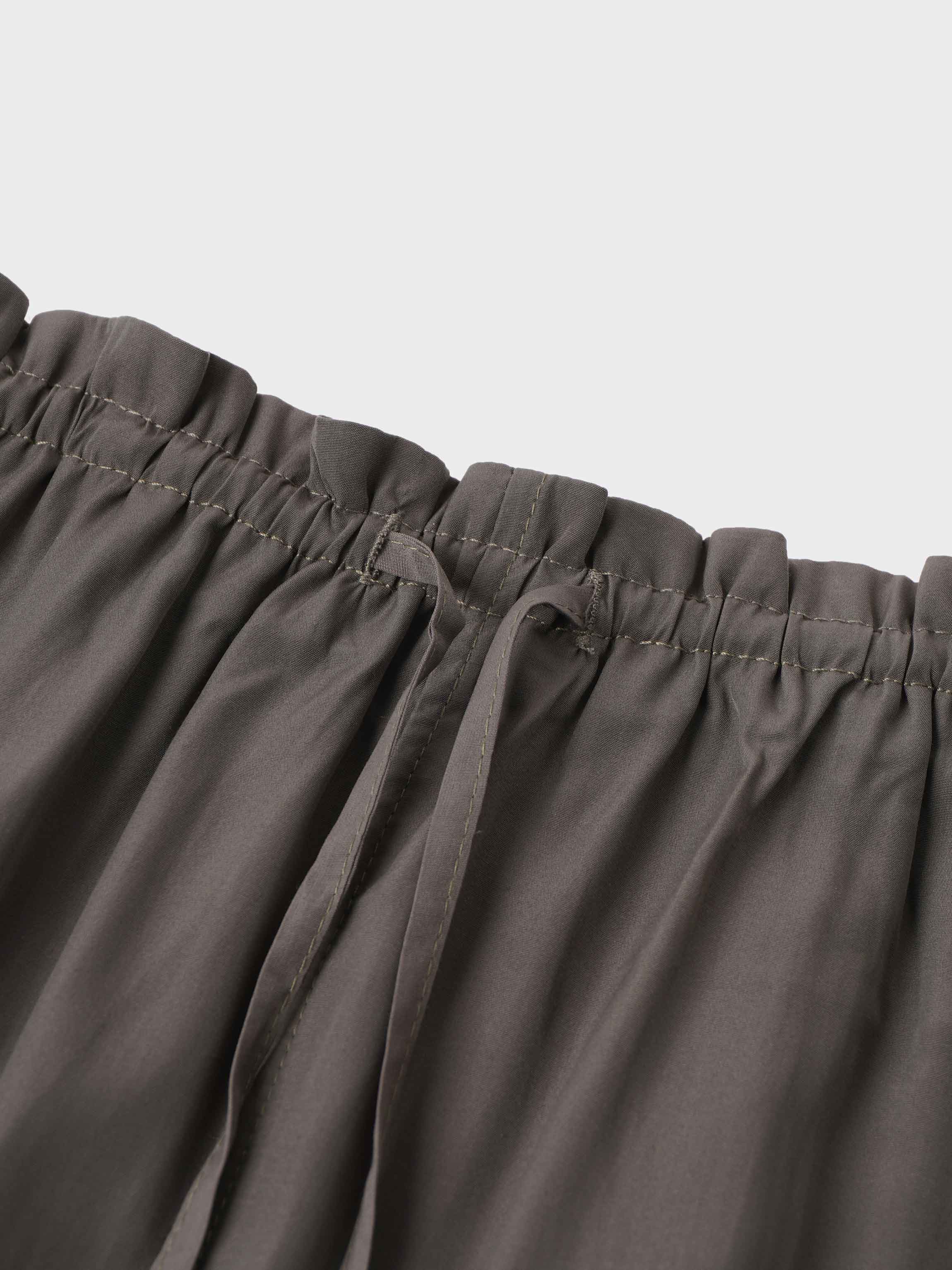 DRAWSTRING RUFFLE SKIRT-OLIVE GREEN-3