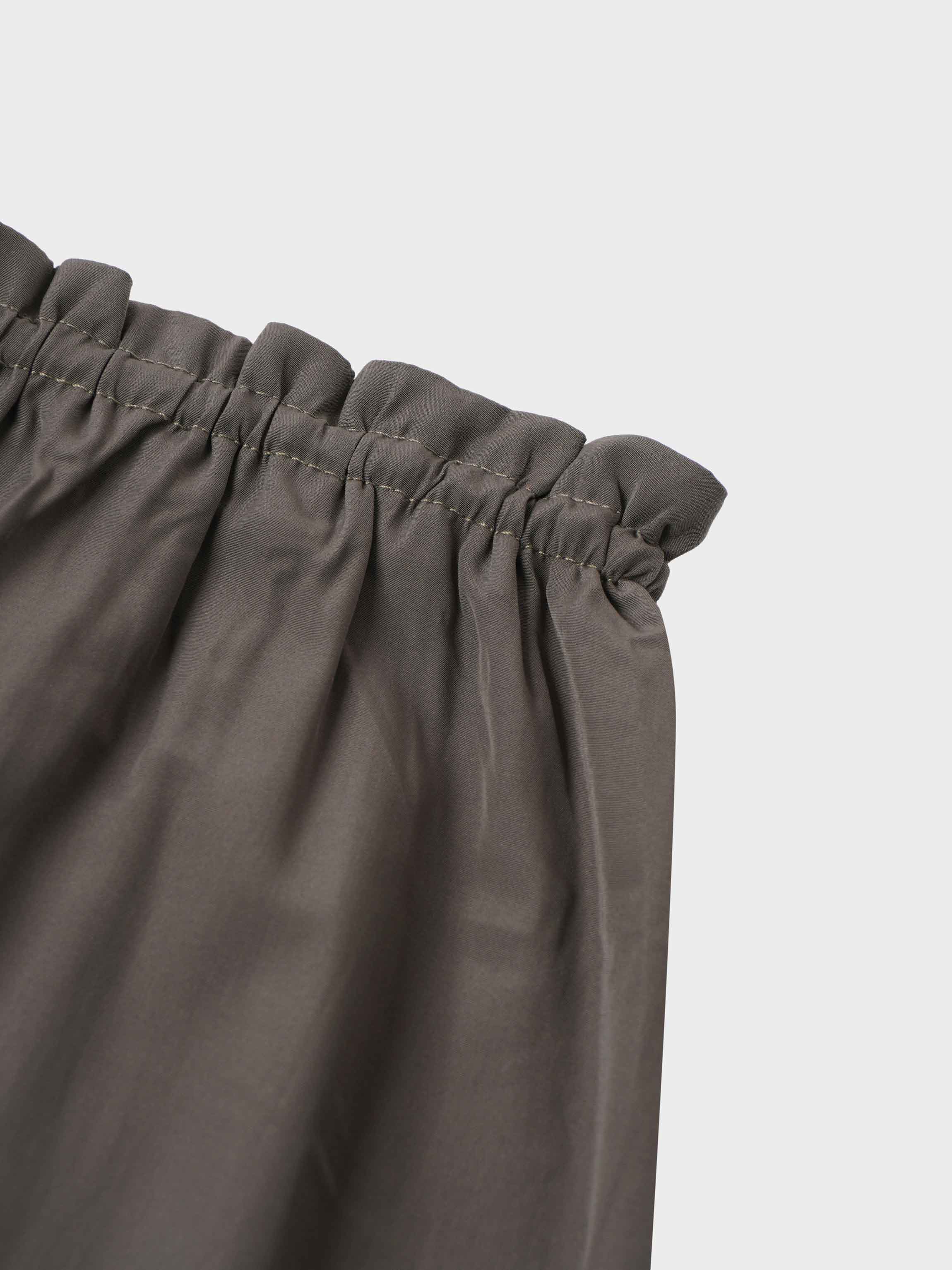 DRAWSTRING RUFFLE SKIRT-OLIVE GREEN-4
