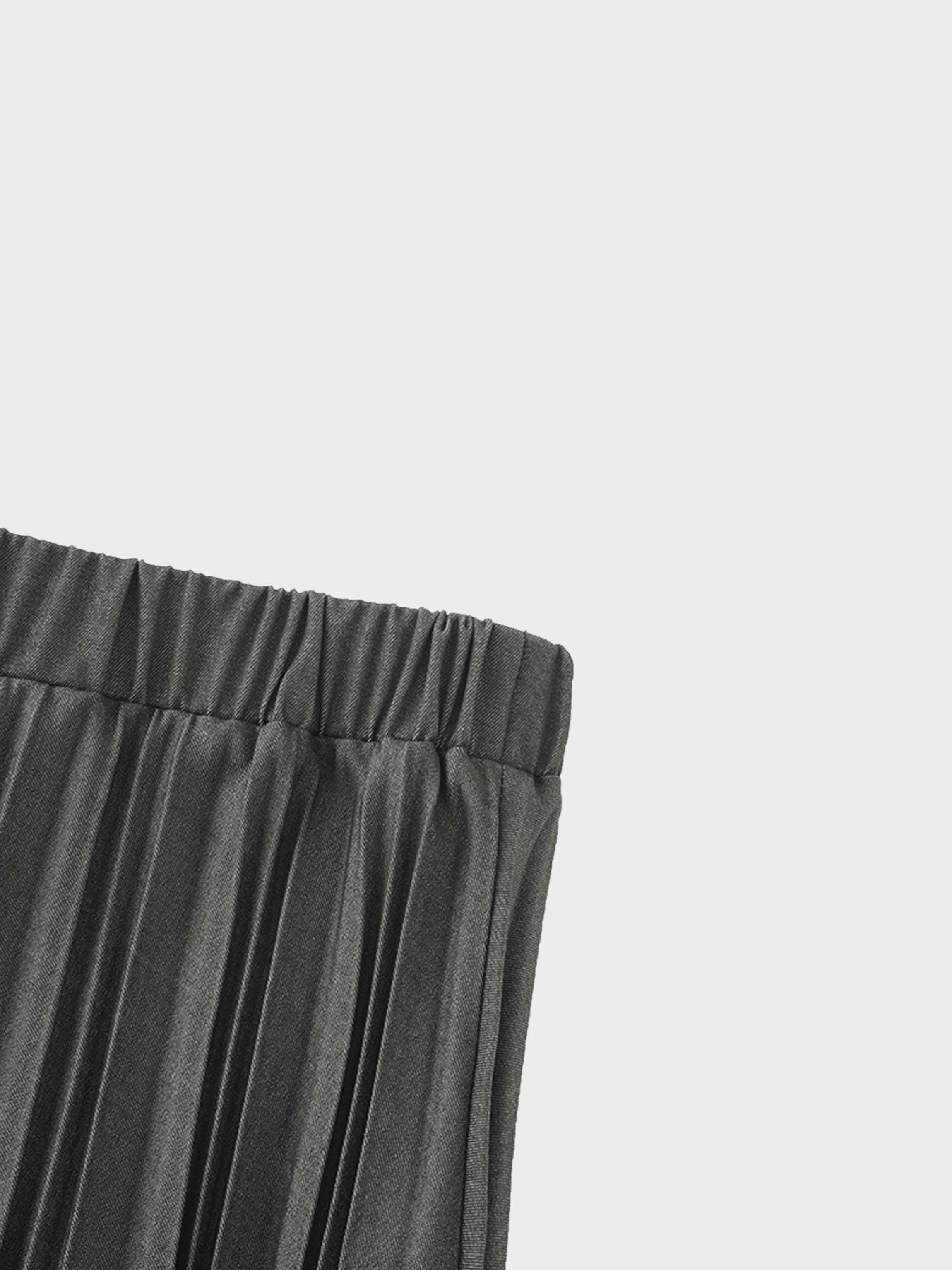 Thin Pleated Skirt-Olive-3