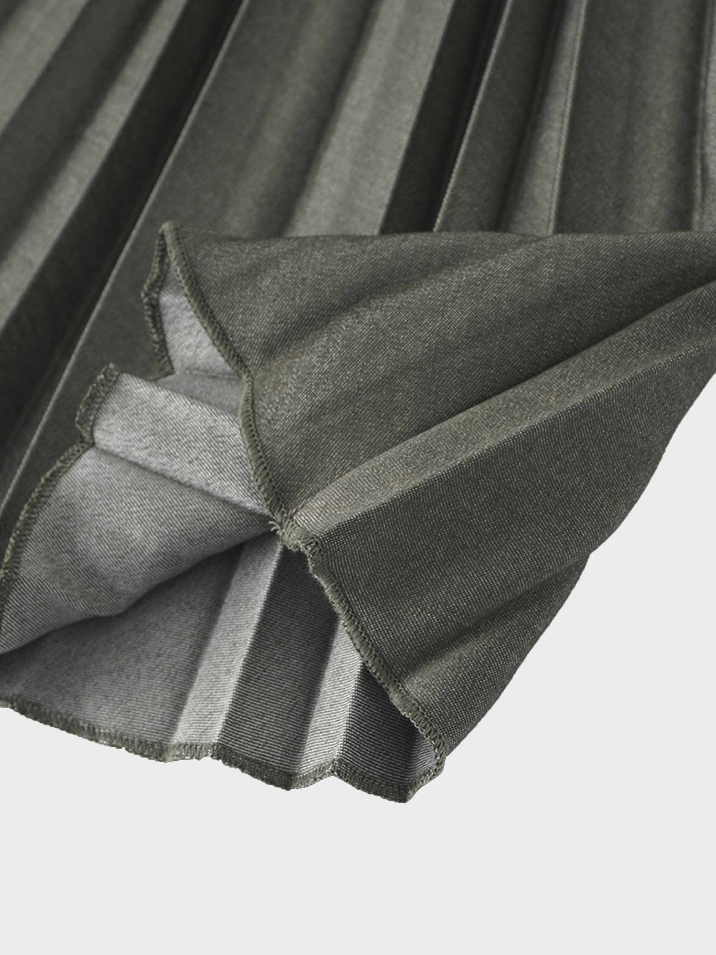 Thin Pleated Skirt-Olive-4