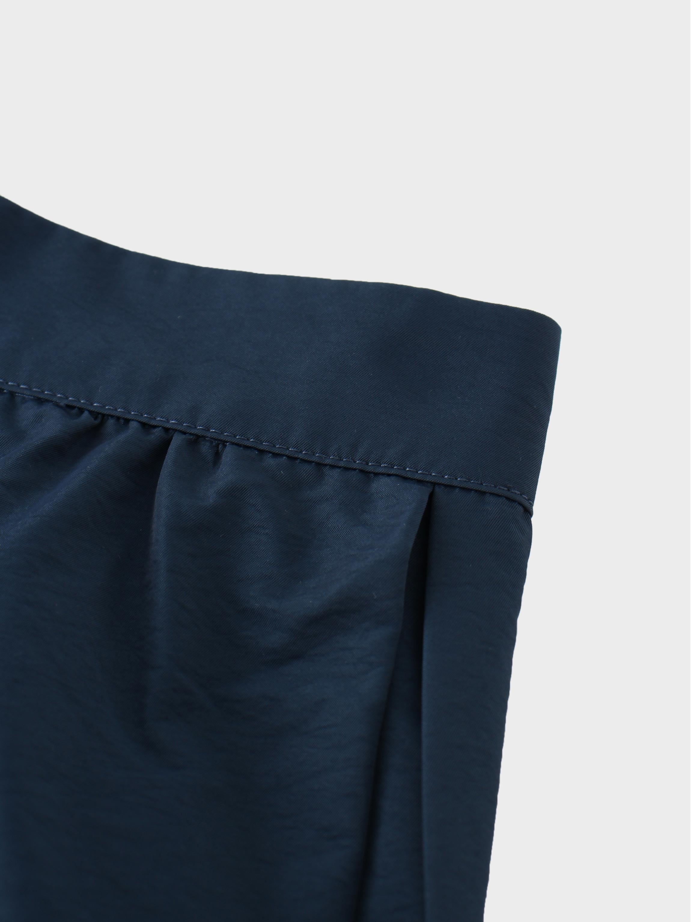 Waisted Full Taffeta Skirt-Navy-2