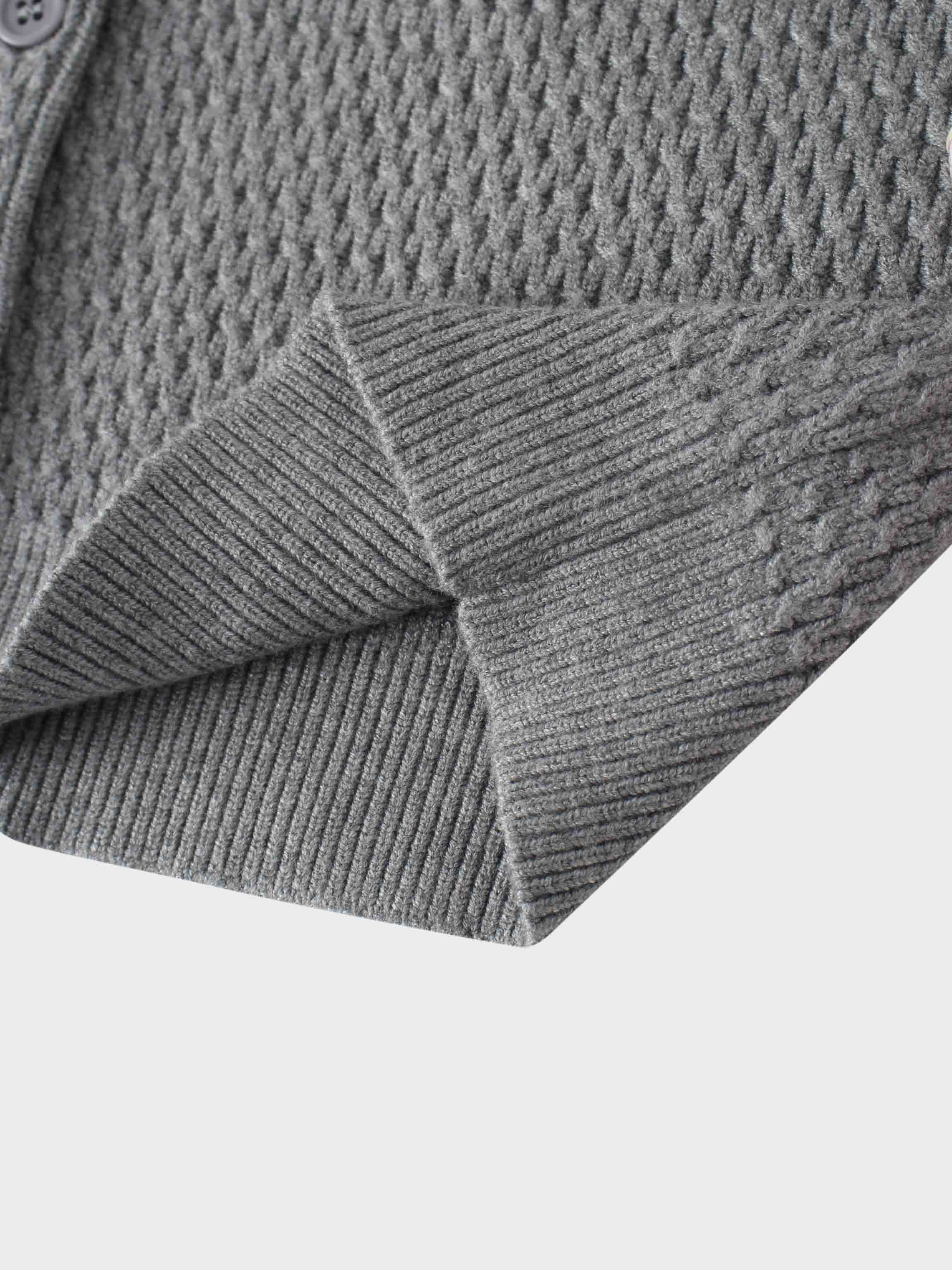 Textured Crew Cardigan-Grey-4