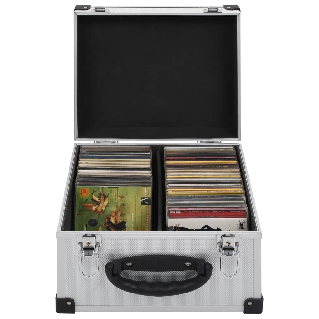 NNEVL CD Case for 40 CDs Aluminium ABS Silver-0