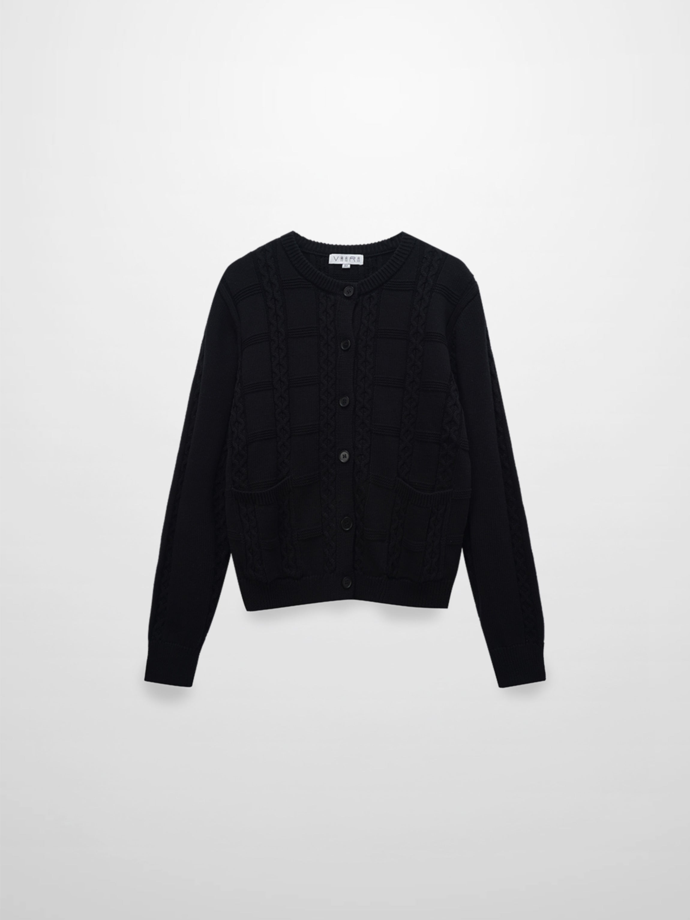Cable Design Cardigan-Black-0