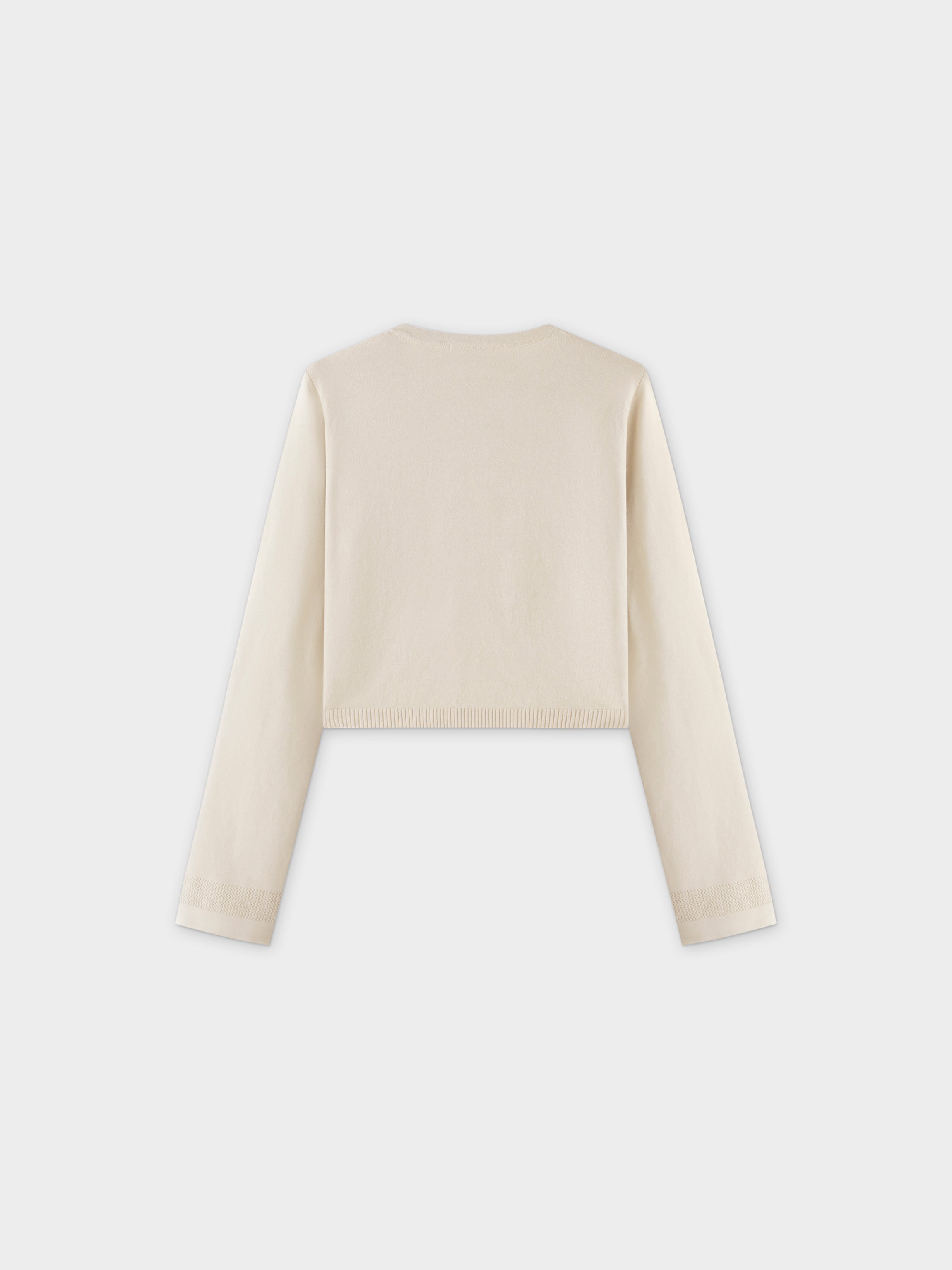 Flat Ribbed Trim Shrug-Ivory-1