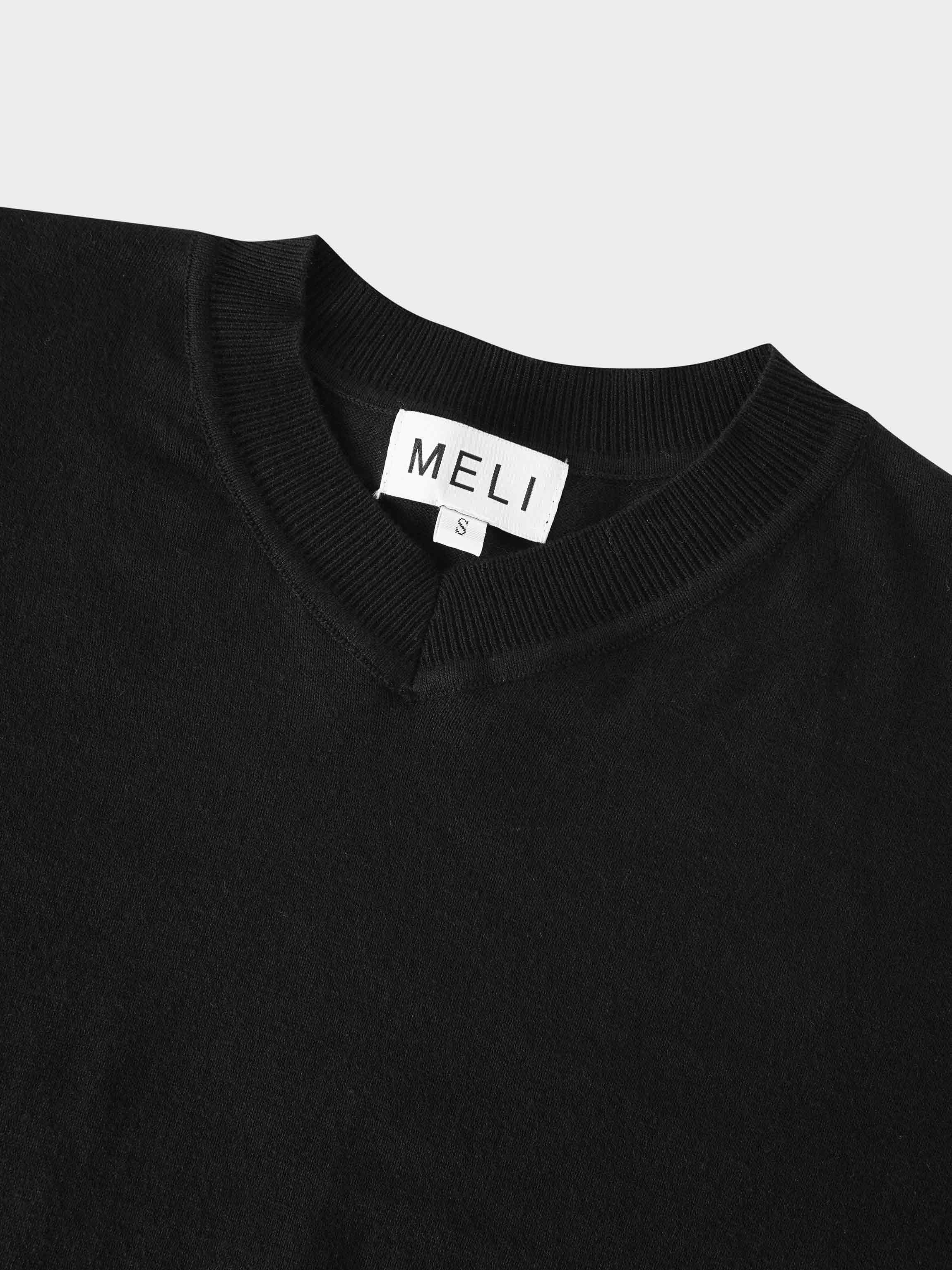 High V Lightweight Sweater-Black-2