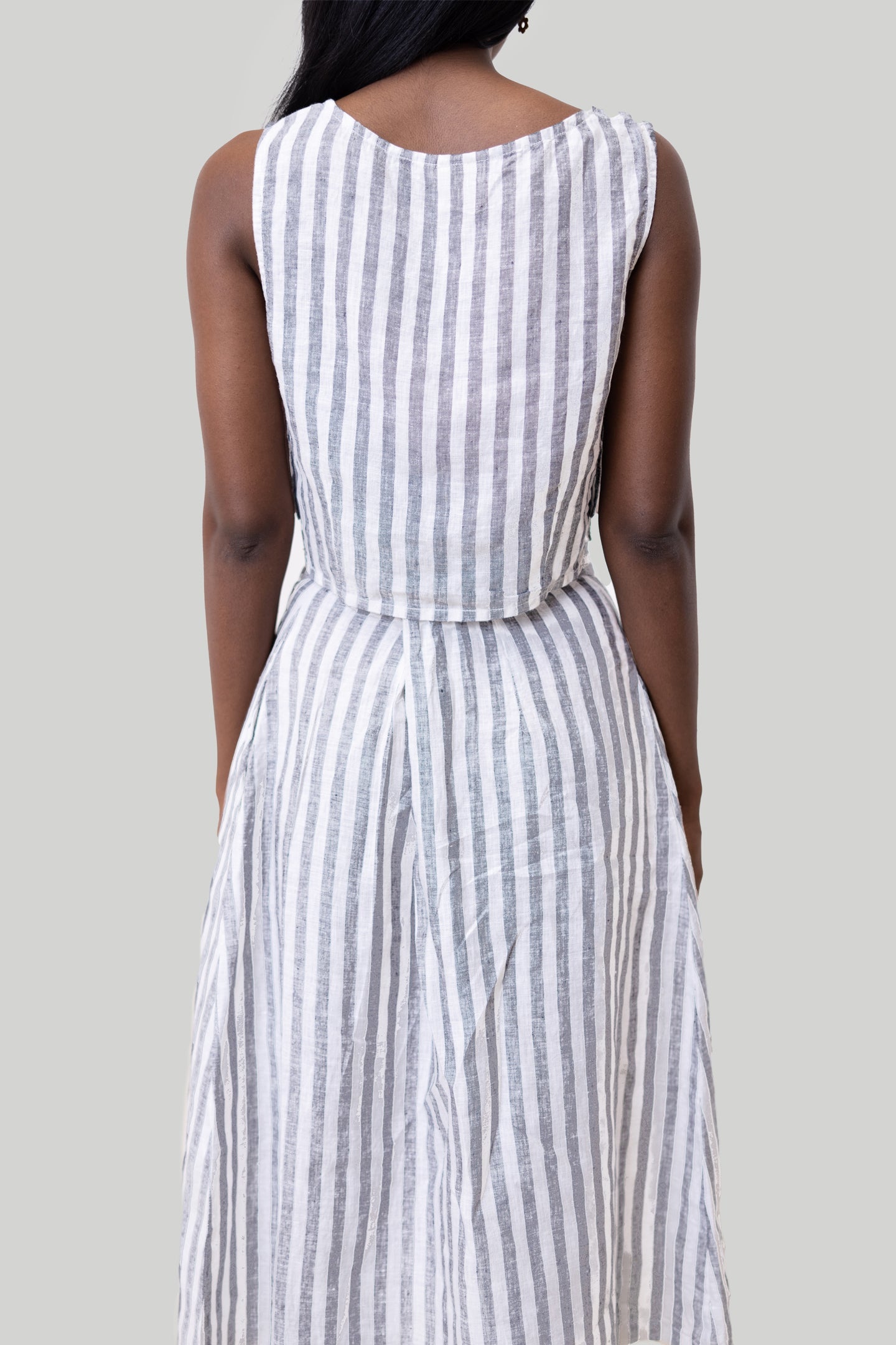 Boxy Crop Top in Linen Stripes-1