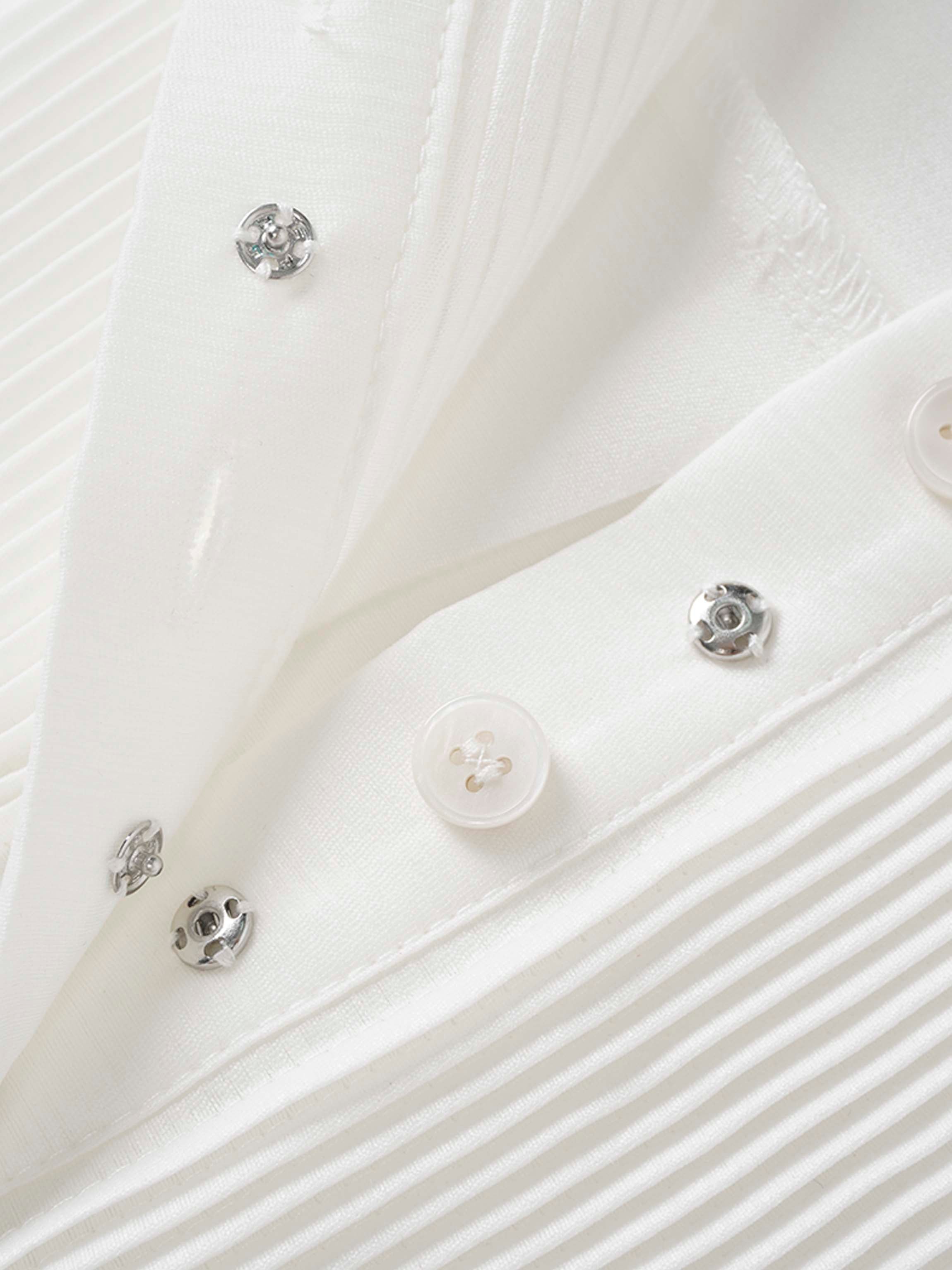 Pintuck Button Down Blouse-White-4