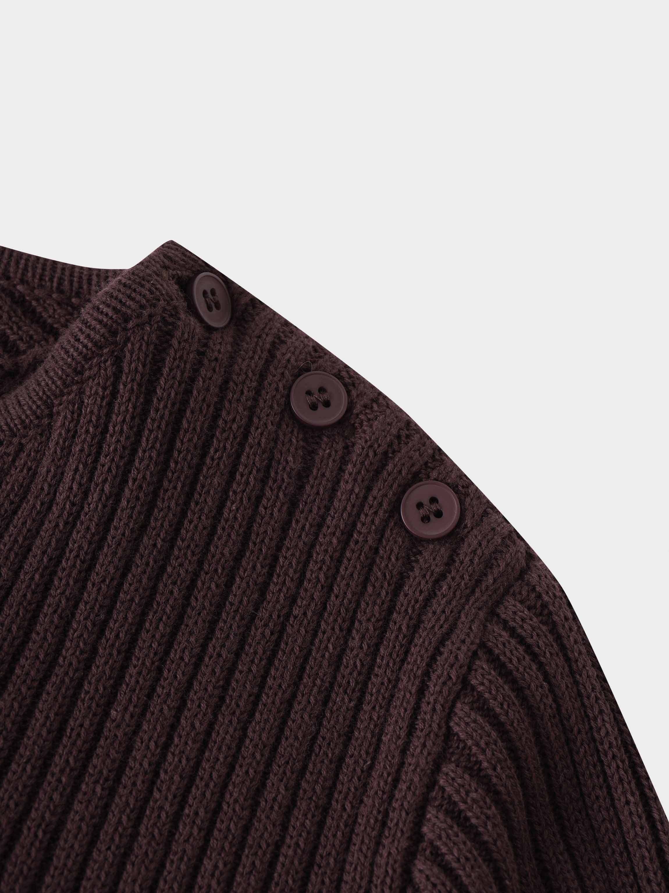 V Bottom Crop Sweater-Brown-3