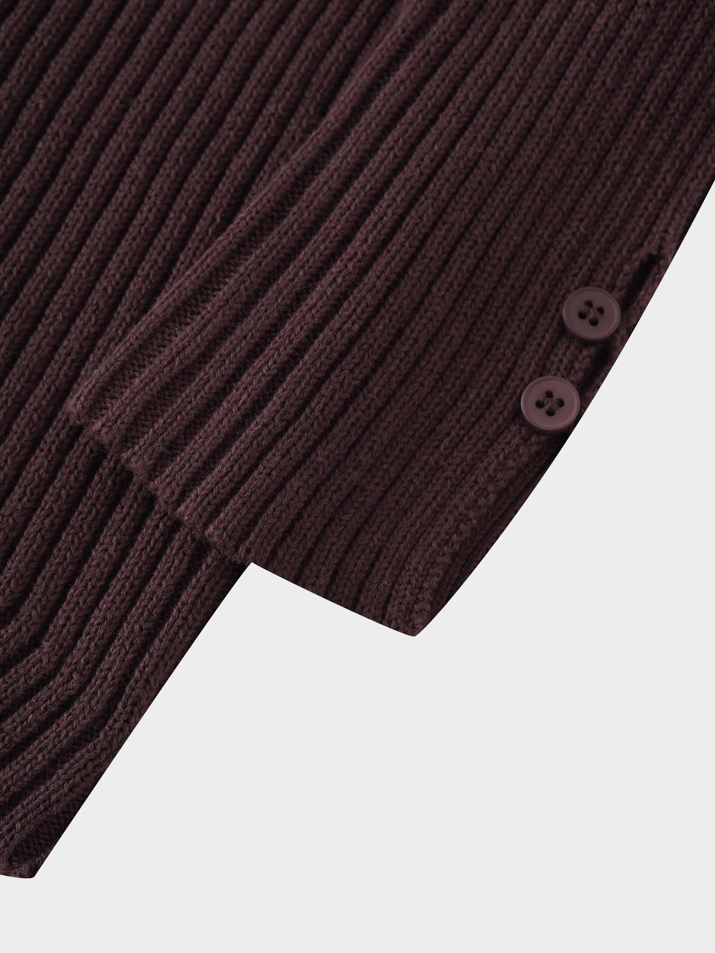 V Bottom Crop Sweater-Brown-4