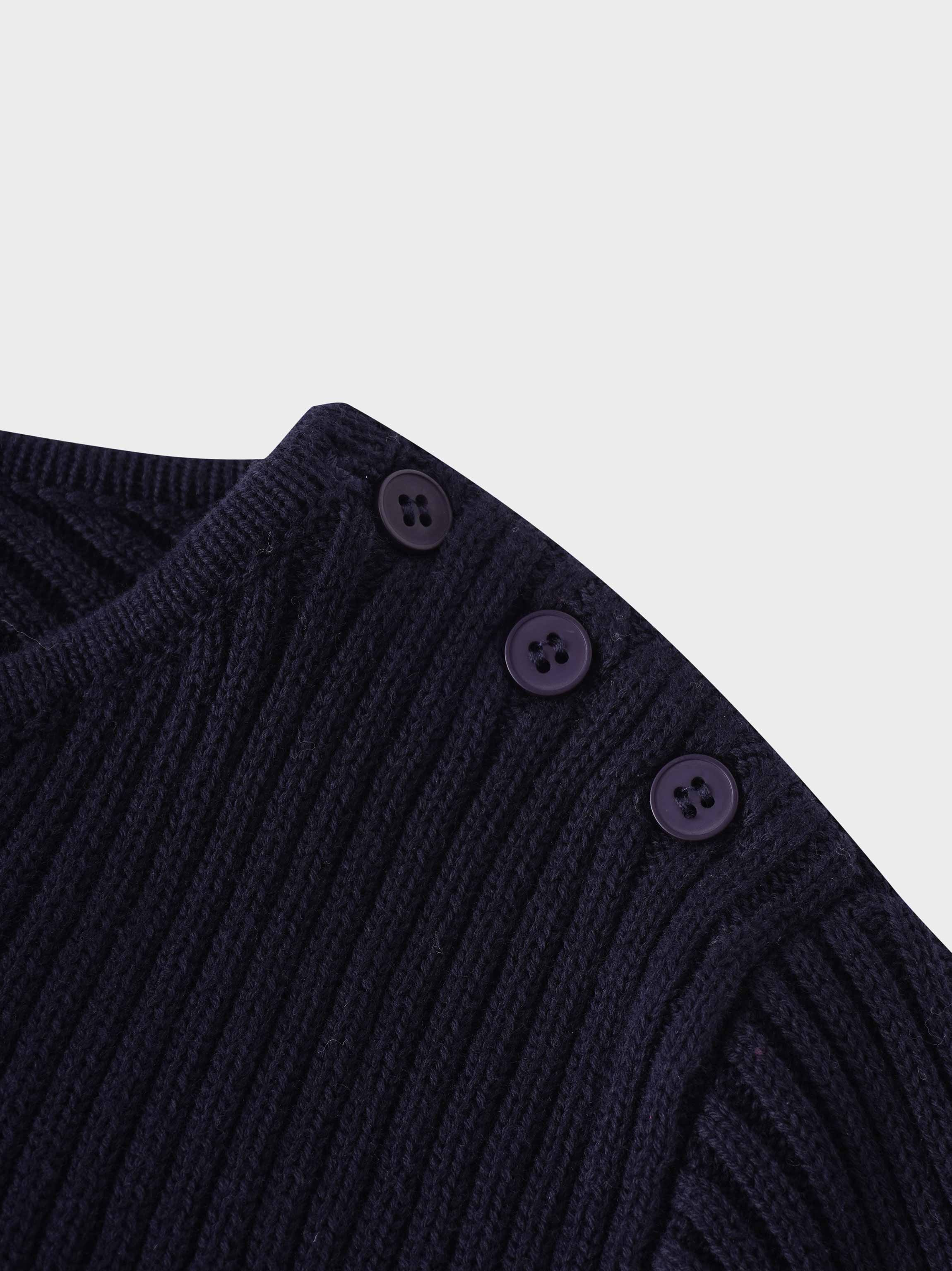 V Bottom Crop Sweater-Navy-4
