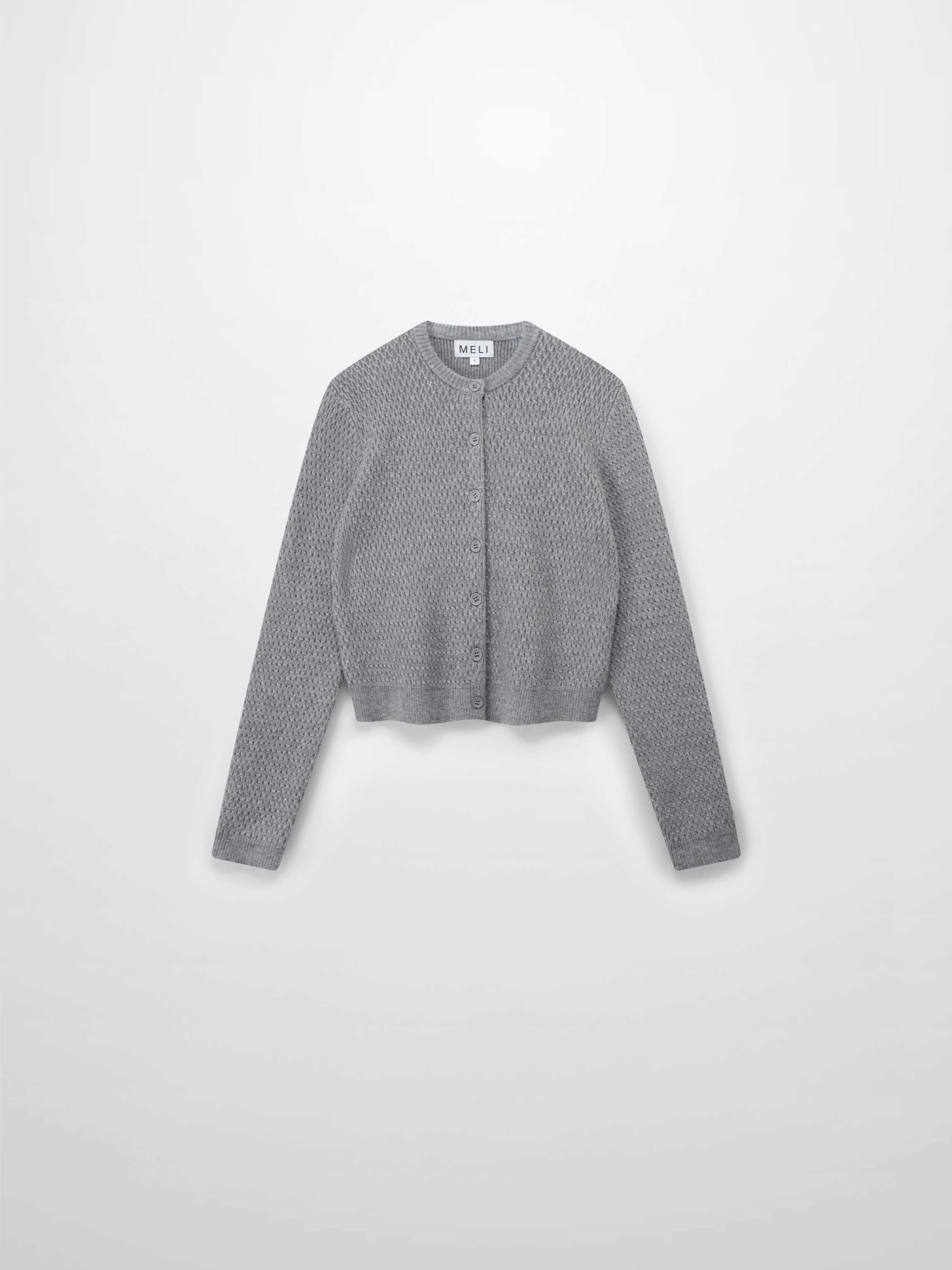 Textured Crew Cardigan-Grey-0