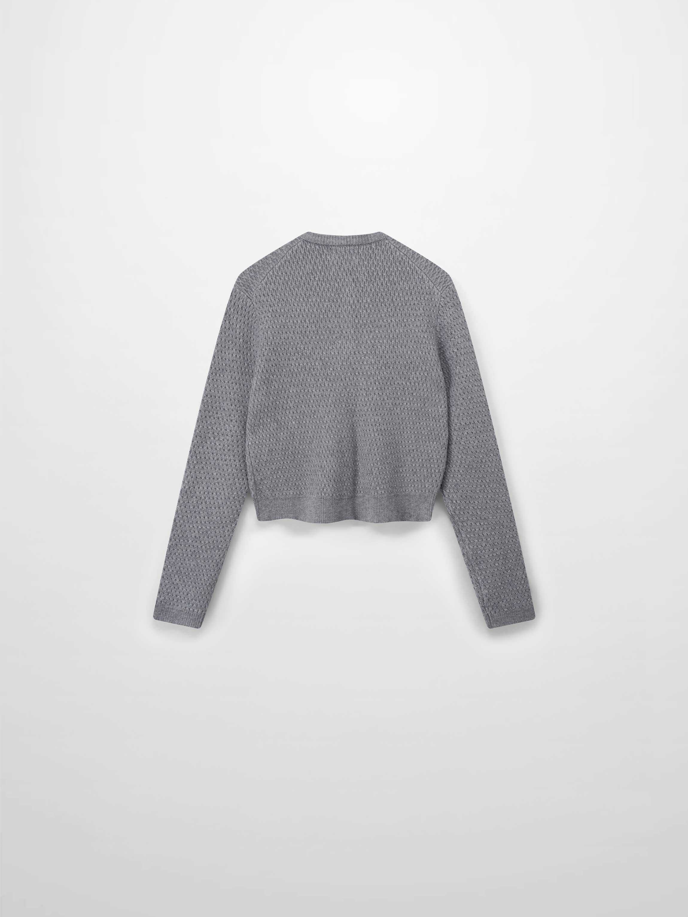 Textured Crew Cardigan-Grey-1
