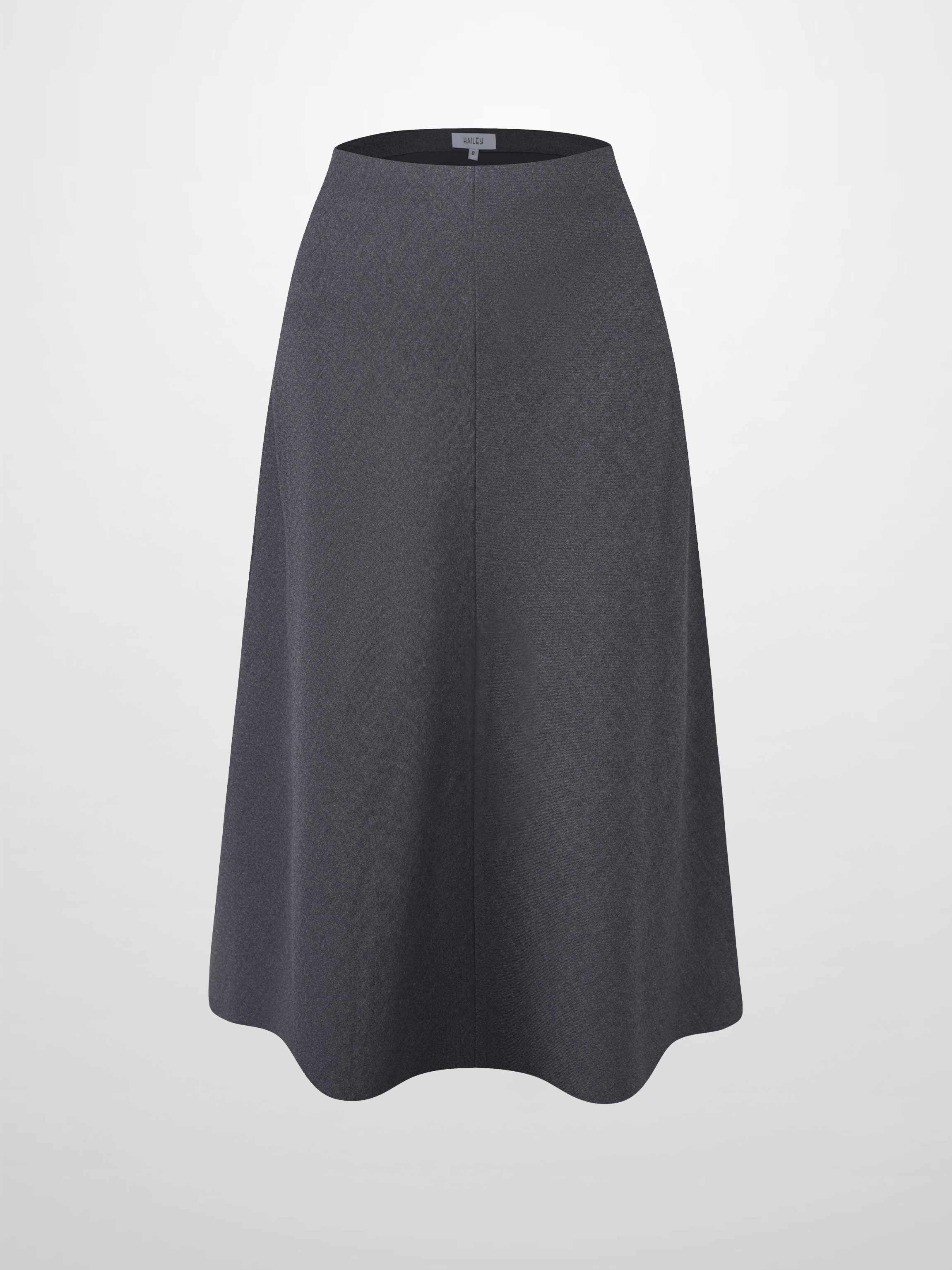 Basic A-Line Seamed Short Skirt-Grey-1
