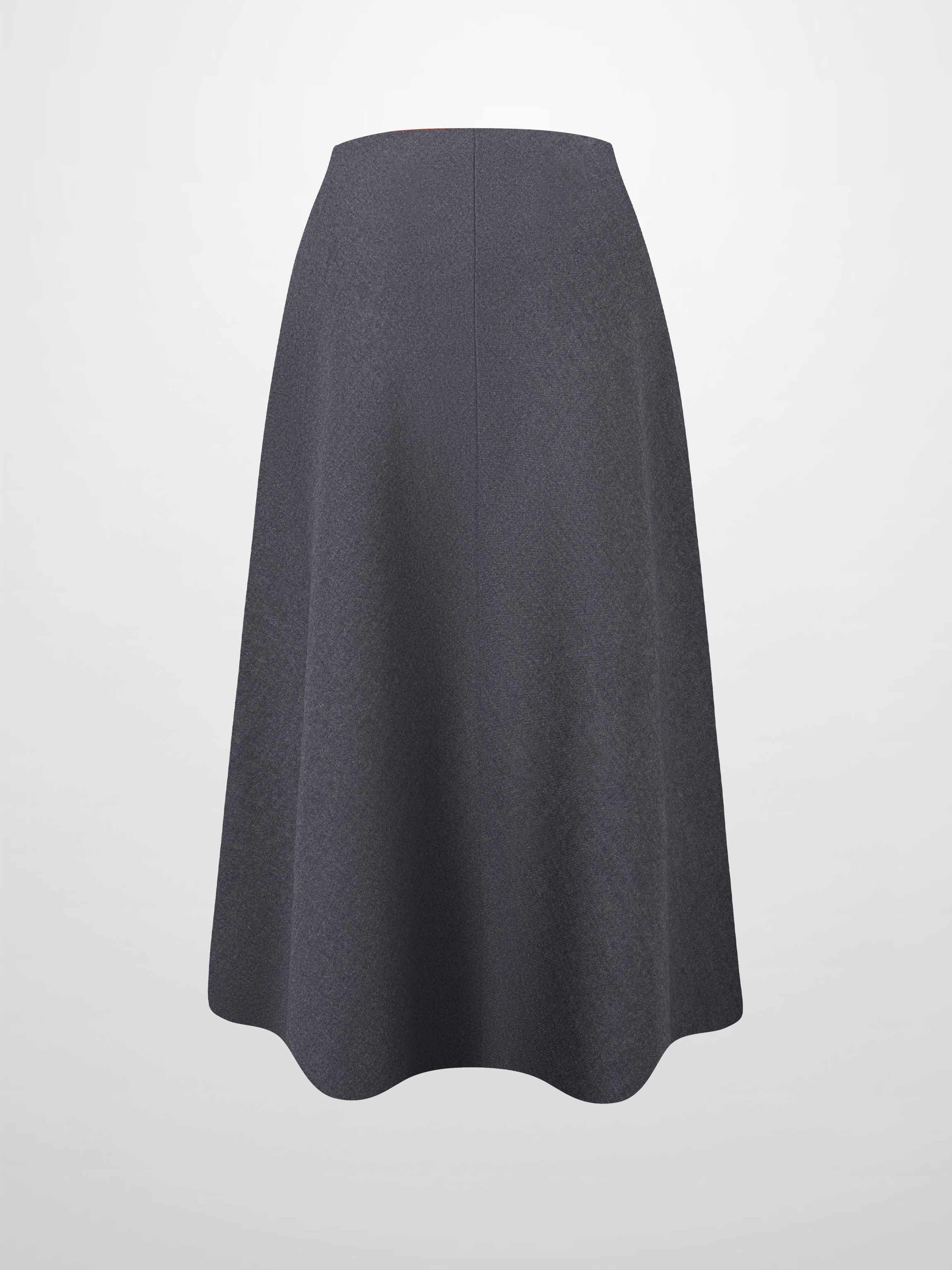 Basic A-Line Seamed Short Skirt-Grey-2