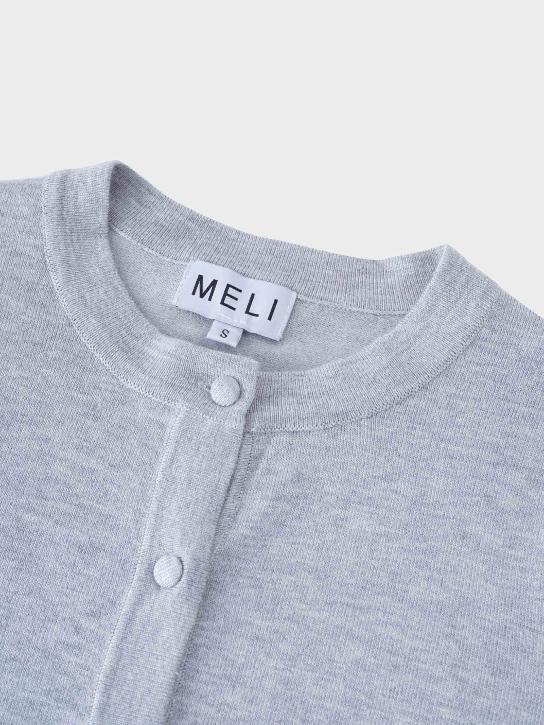 Solid Crew Crop Cardigan-Light Grey-3